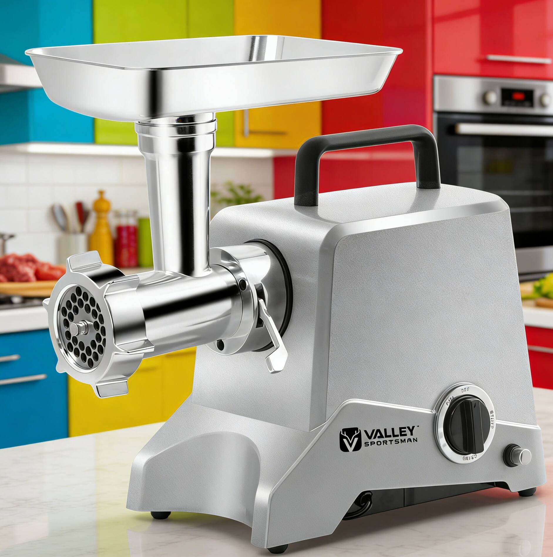 Breezary - Electric Meat Grinder #12 with 575W Motor, Stainless Steel Mincer, Sausage Stuffer Kit & ETL-Certified Safety Design - Silver Meat Grinder