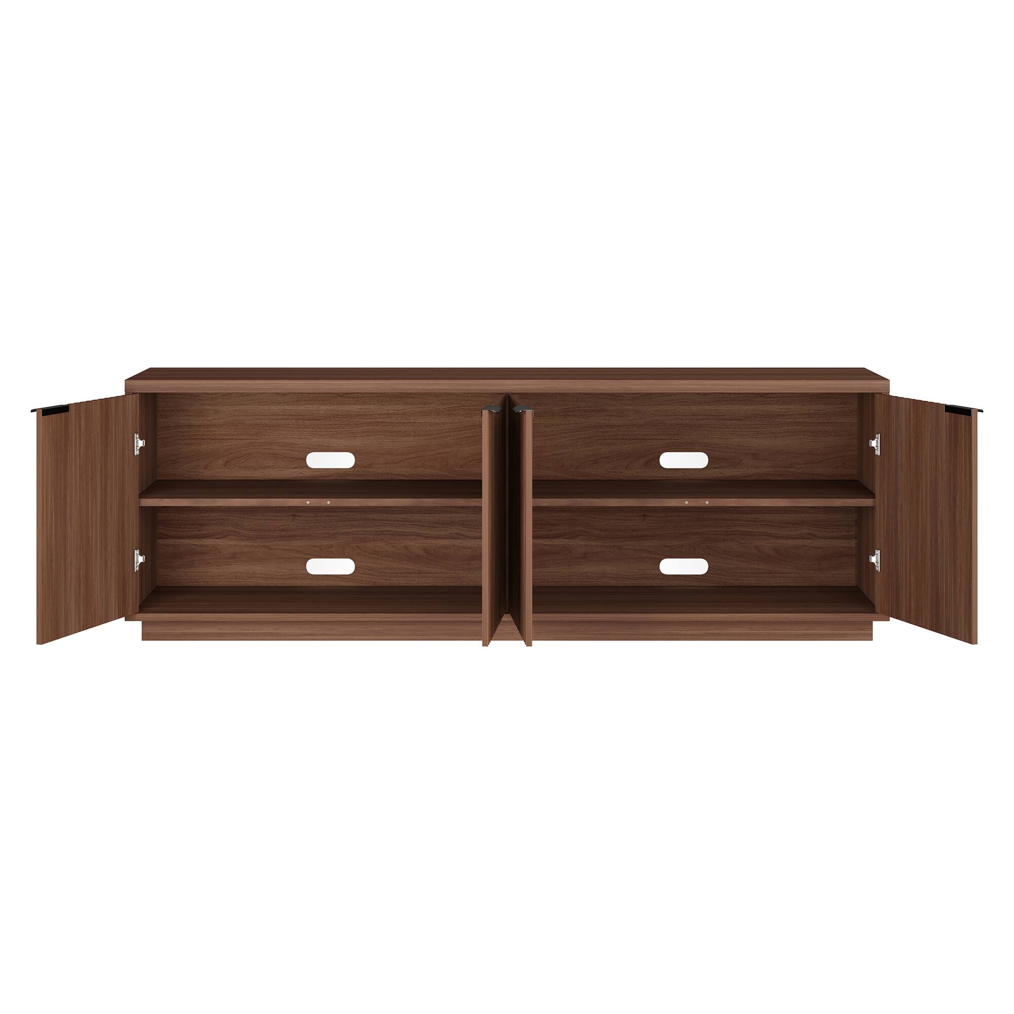 Alt View 1. Hudson&Canal - Mansfield Rectangular Fluted TV Stand for TV's up to 78" in Satin Walnut - Satin Walnut.