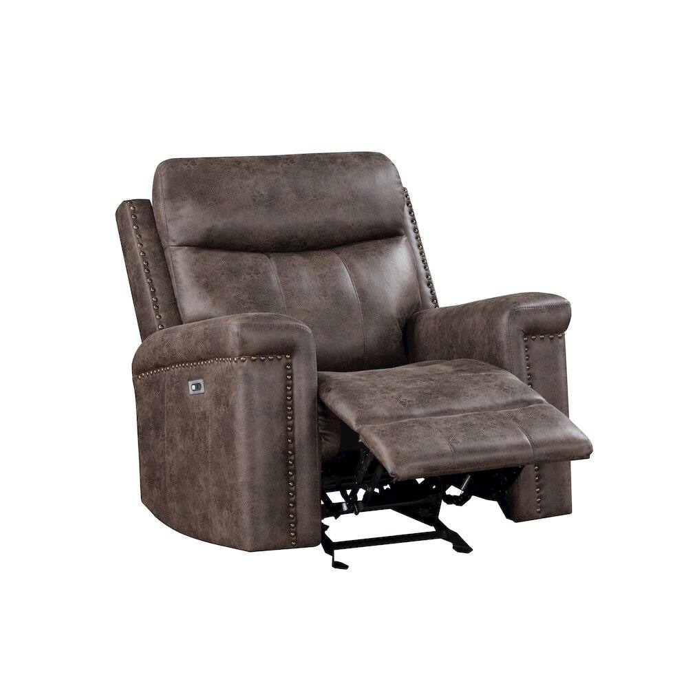 Back. New Classic Furniture - Quade Glider Recliner W/Pwr Fr-Mocha - Brown.