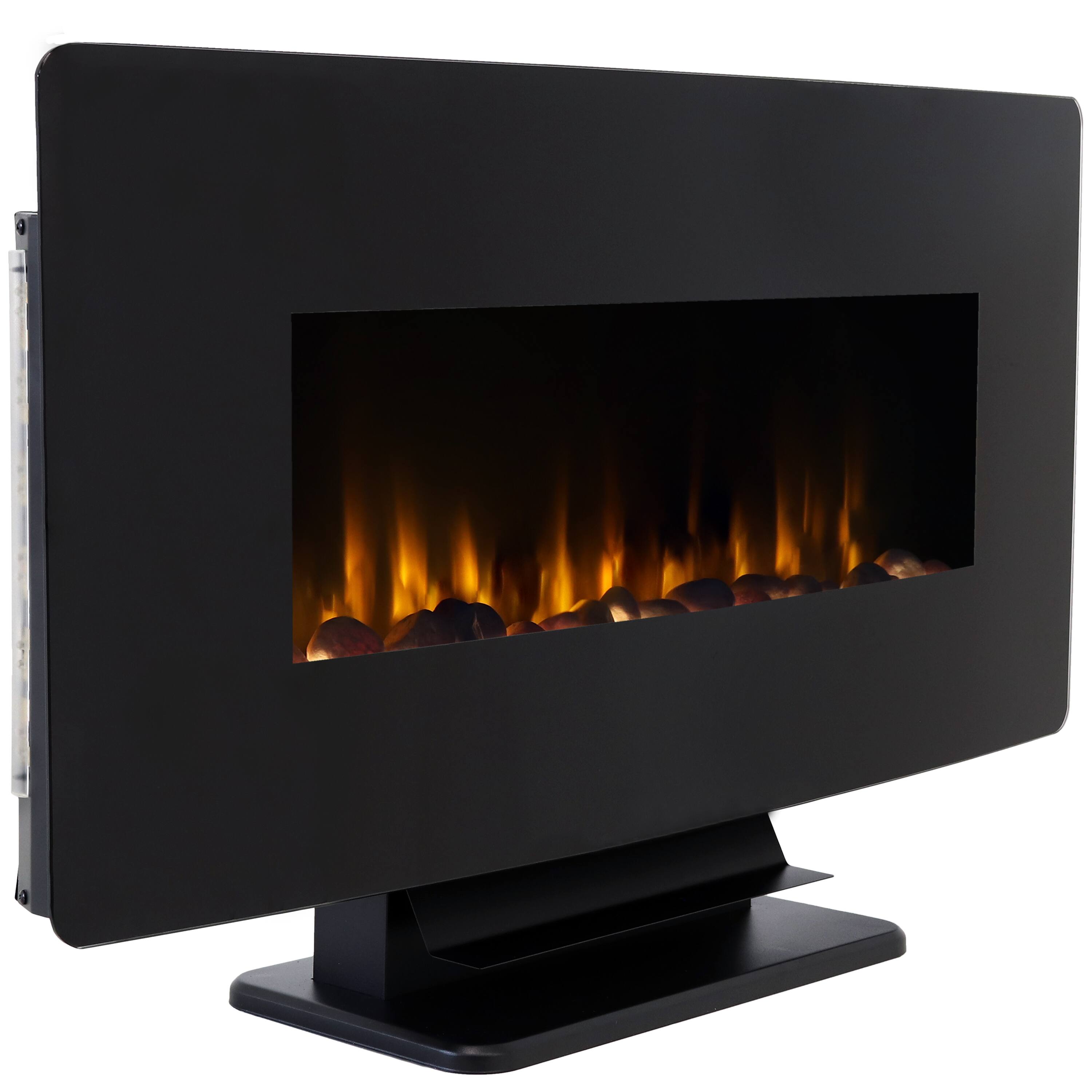 Alt View 10. Sunnydaze - 35.75 in Curved Face Wall or Freestanding Electric Fireplace - Black.