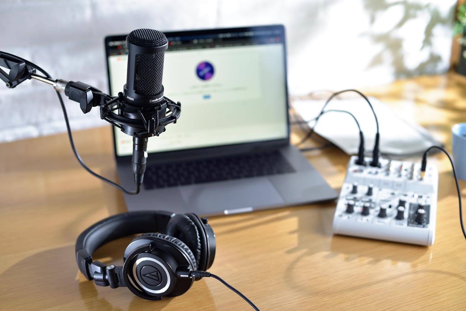 Alt View 5. Audio-Technica - Audio-Technica AT2020 Cardioid Condenser Microphone (Black), Diginerds Microfiber Cleaning Cloth, Goby Labs Microphone c.