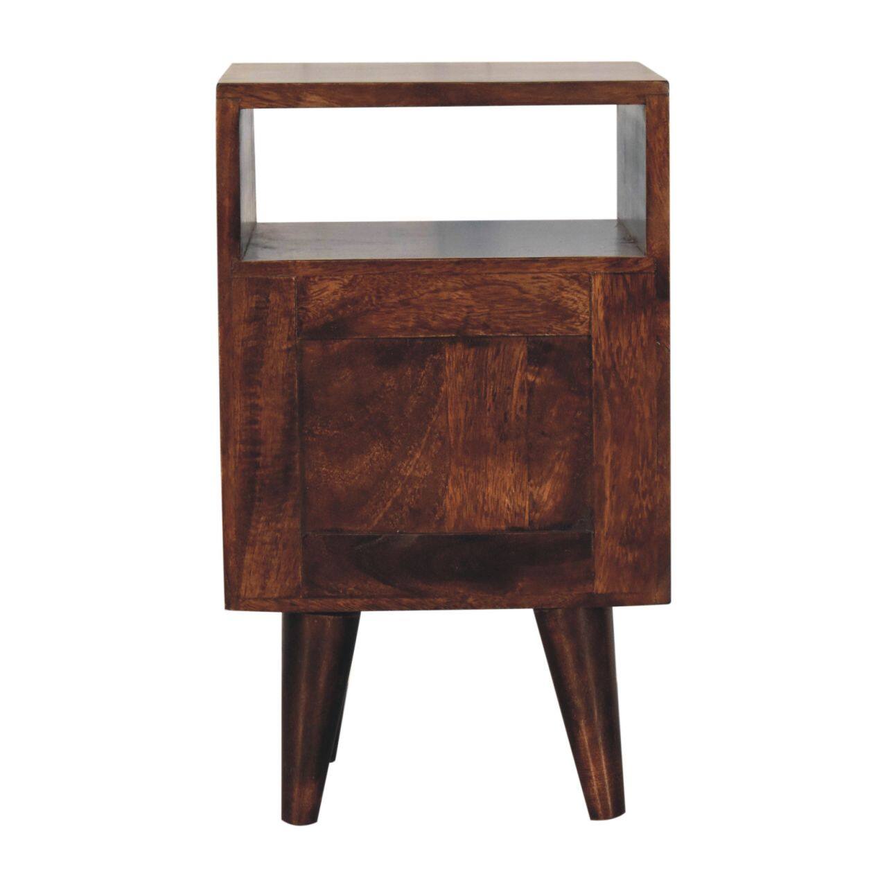 Alt View 5. Artisan Furniture - Artisan Furniture Solid Wood Mini Classic California Walnut Bedside, 2 Drawers, 1 Open Slot, Nordic Legs, Dark Brown - Walnut Finish.