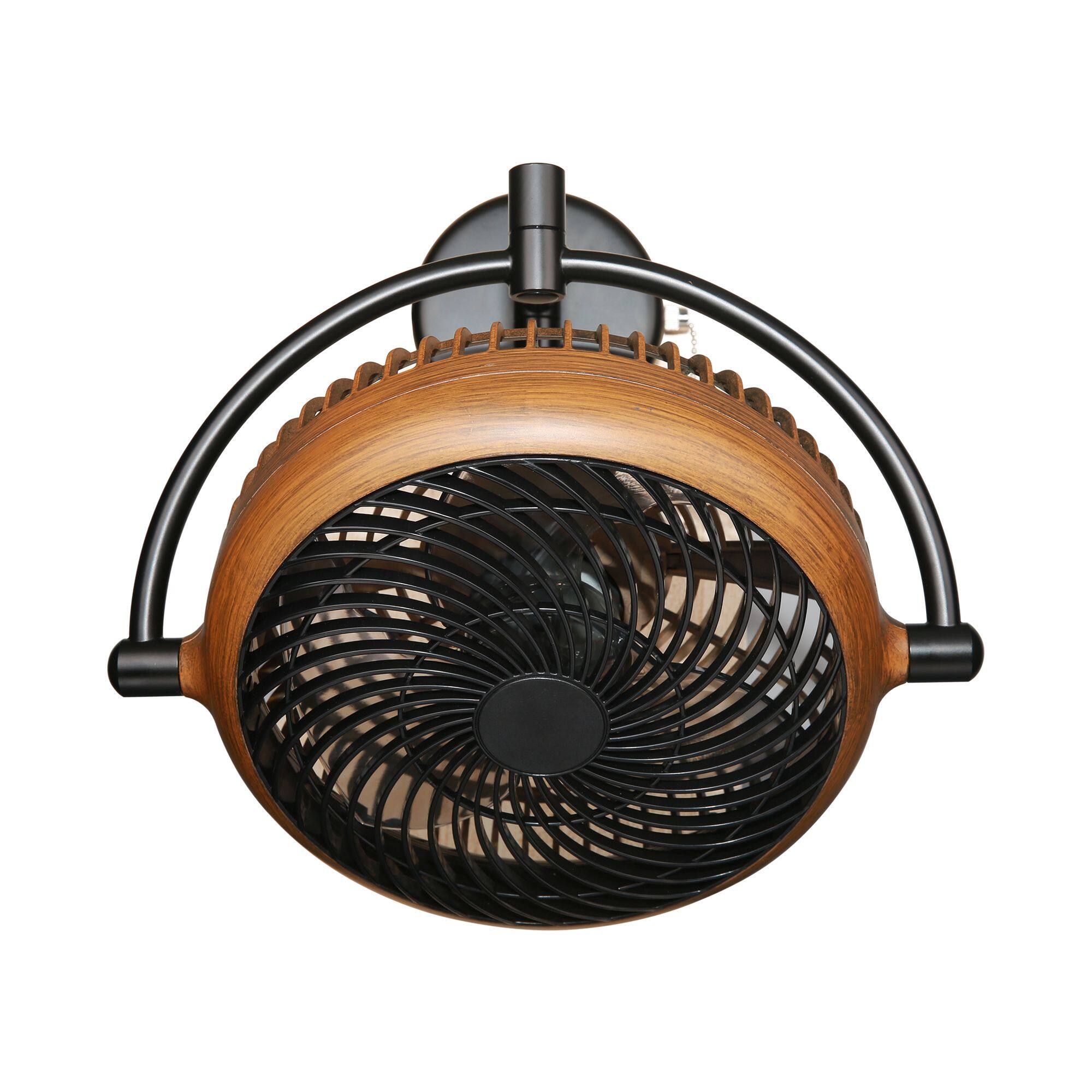 Alt View 1. Parrot Uncle - 10" Industrial Walnut Wall Mount Indoor Fans with Plug in Cord - Walnut.
