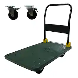 LOVMOR - Foldable Platform Push Hand Truck Cart, 880-Lb Capacity with 2 Swivel Brake Wheels - Green