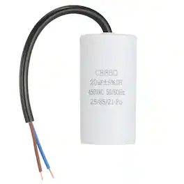 Unique Bargains - 20uF CBB60 Run Capacitor, AC 450V 2 Wires 50/60Hz Cylinder 73x37mm for Air Compressor, Water Pump - White
