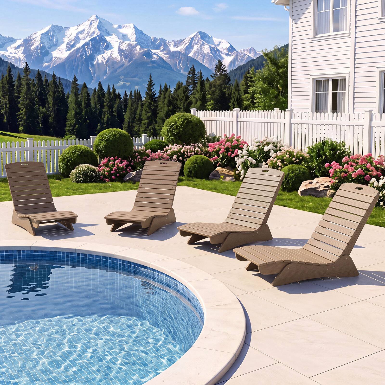 Alt View 4. Costway - Costway 2 PCS HDPE In-Pool Lounge Chair for 5.5"-8.5" Water Depth Anti-Float for Poolside - Brown.