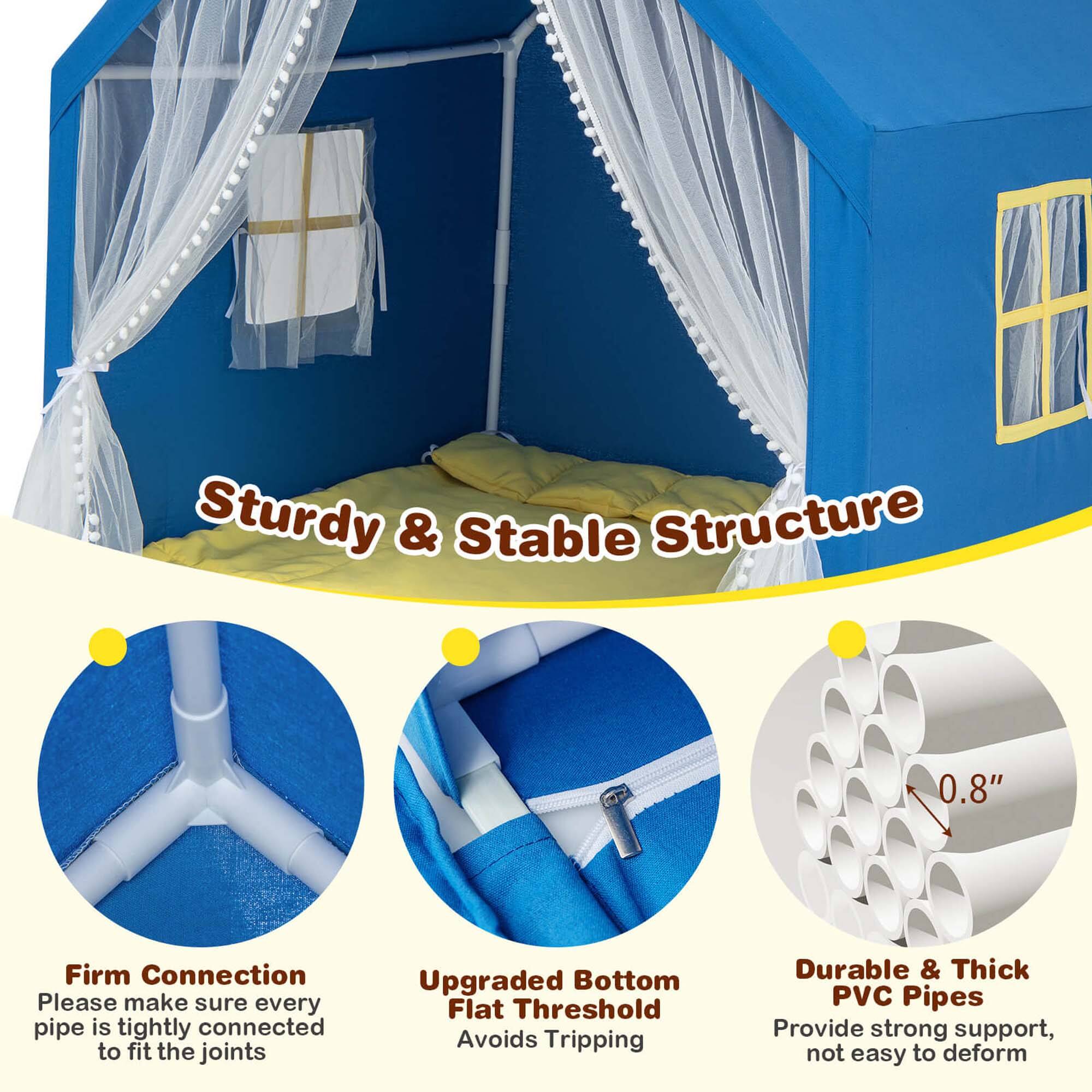 Sturdy & Stable Structure

Firm Connection: Please make sure every pipe is tightly connected to fit the joints

Upgraded Bottom Flat Threshold: Avoids Tripping

Durable & Thick PVC Pipes: Provide strong support, not easy to deform