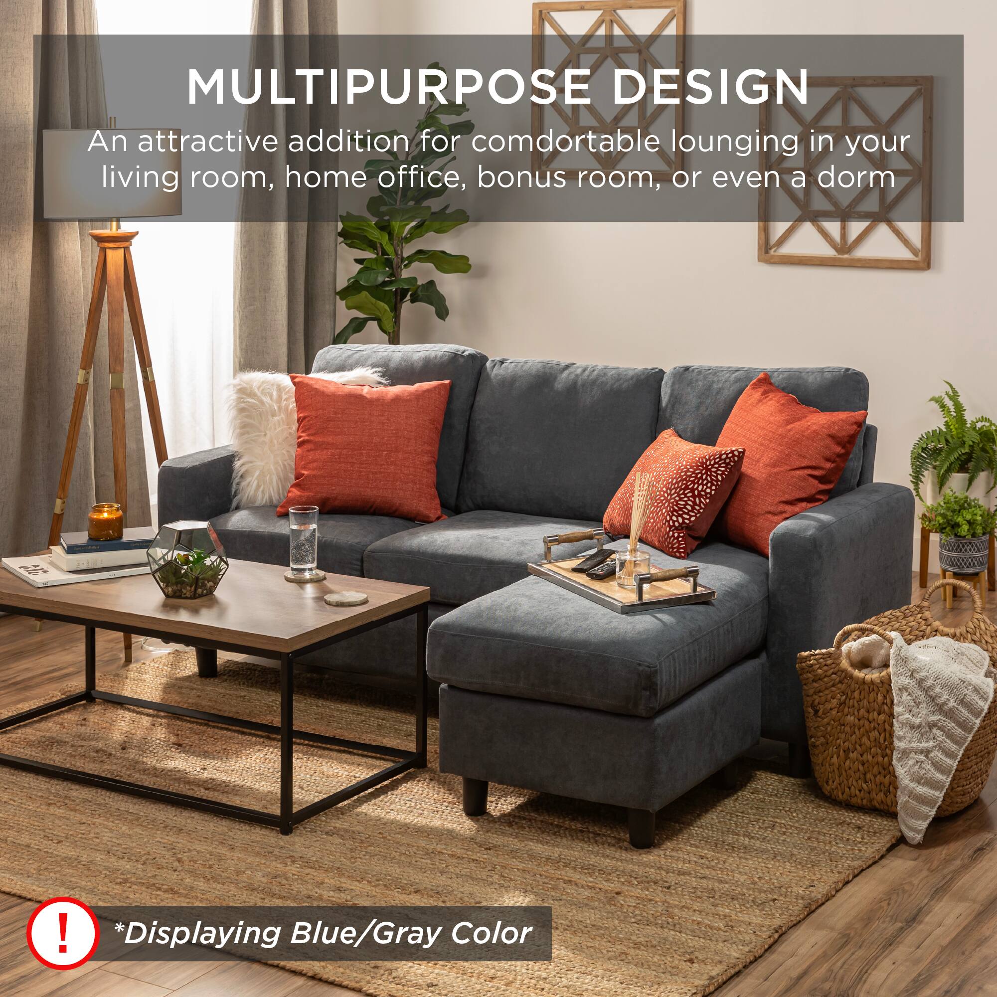MULTIPURPOSE DESIGN  
An attractive addition for comfortable lounging in your living room, home office, bonus room, or even a dorm

*Displaying Blue/Gray Color