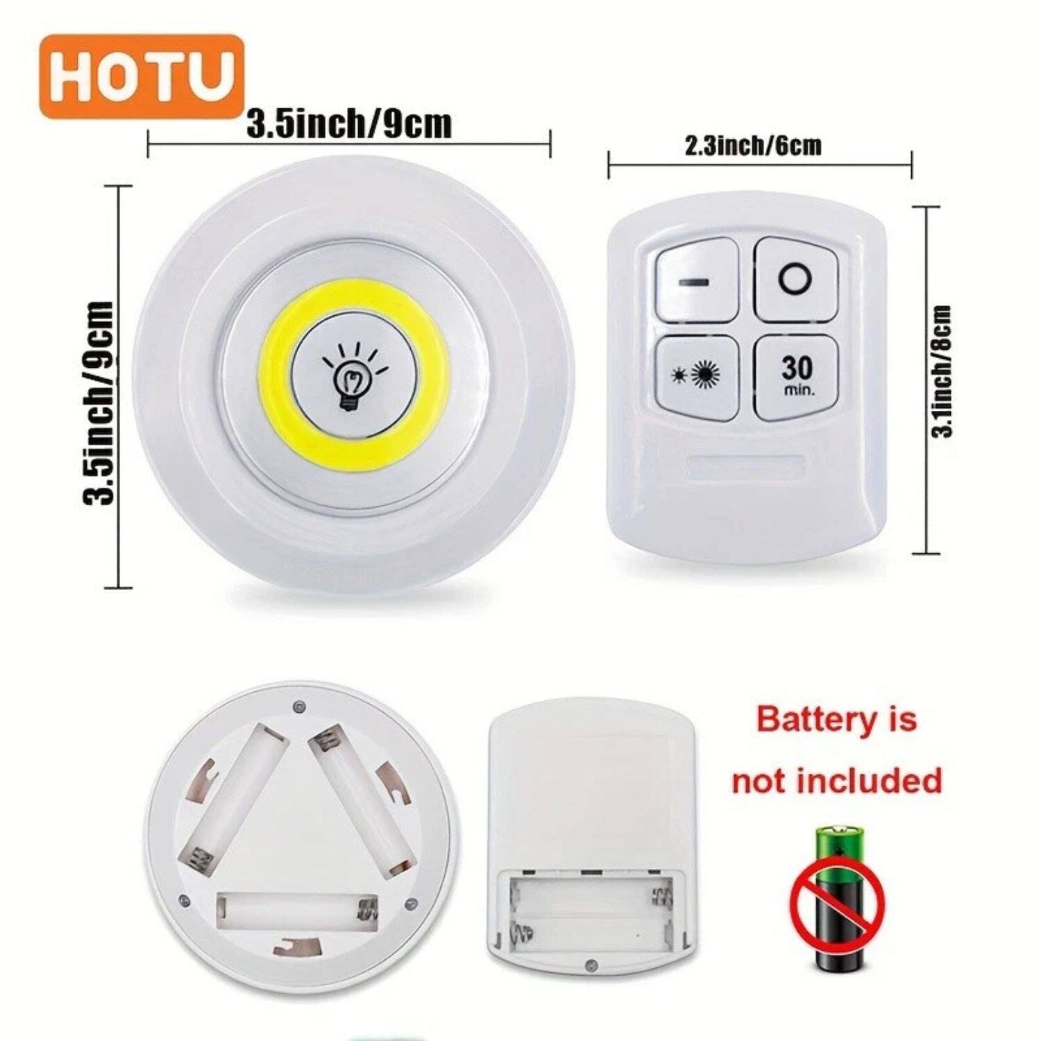 HOTU

3.5 inch/9cm

2.3 inch/6cm

3.1 inch/8cm

30 min.

Battery is not included