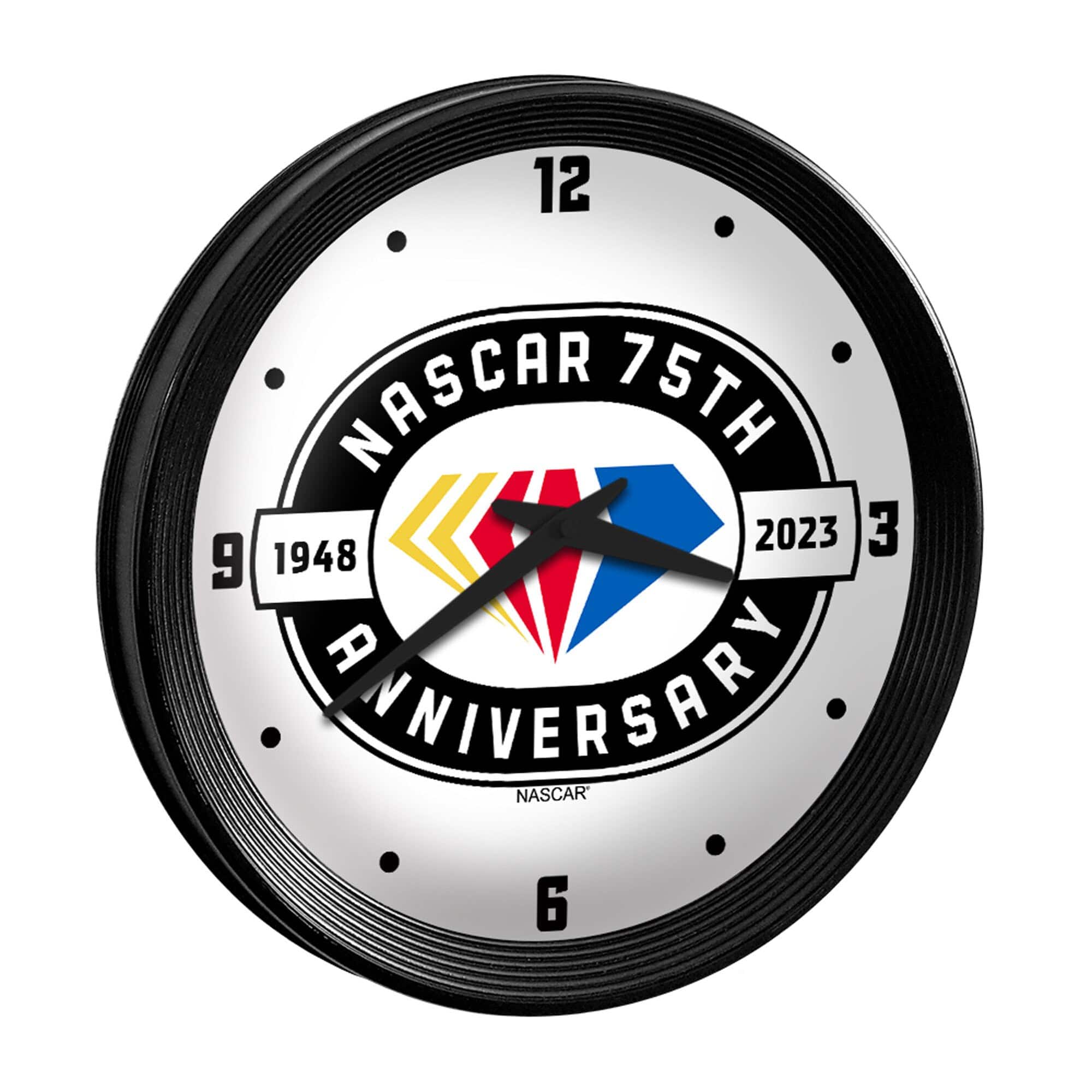 The Fan-Brand - NASCAR 75th Anniversary 15" Ribbed Frame Wall Clock - Multicolor
