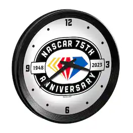 The Fan-Brand - NASCAR 75th Anniversary 15" Ribbed Frame Wall Clock - Multicolor