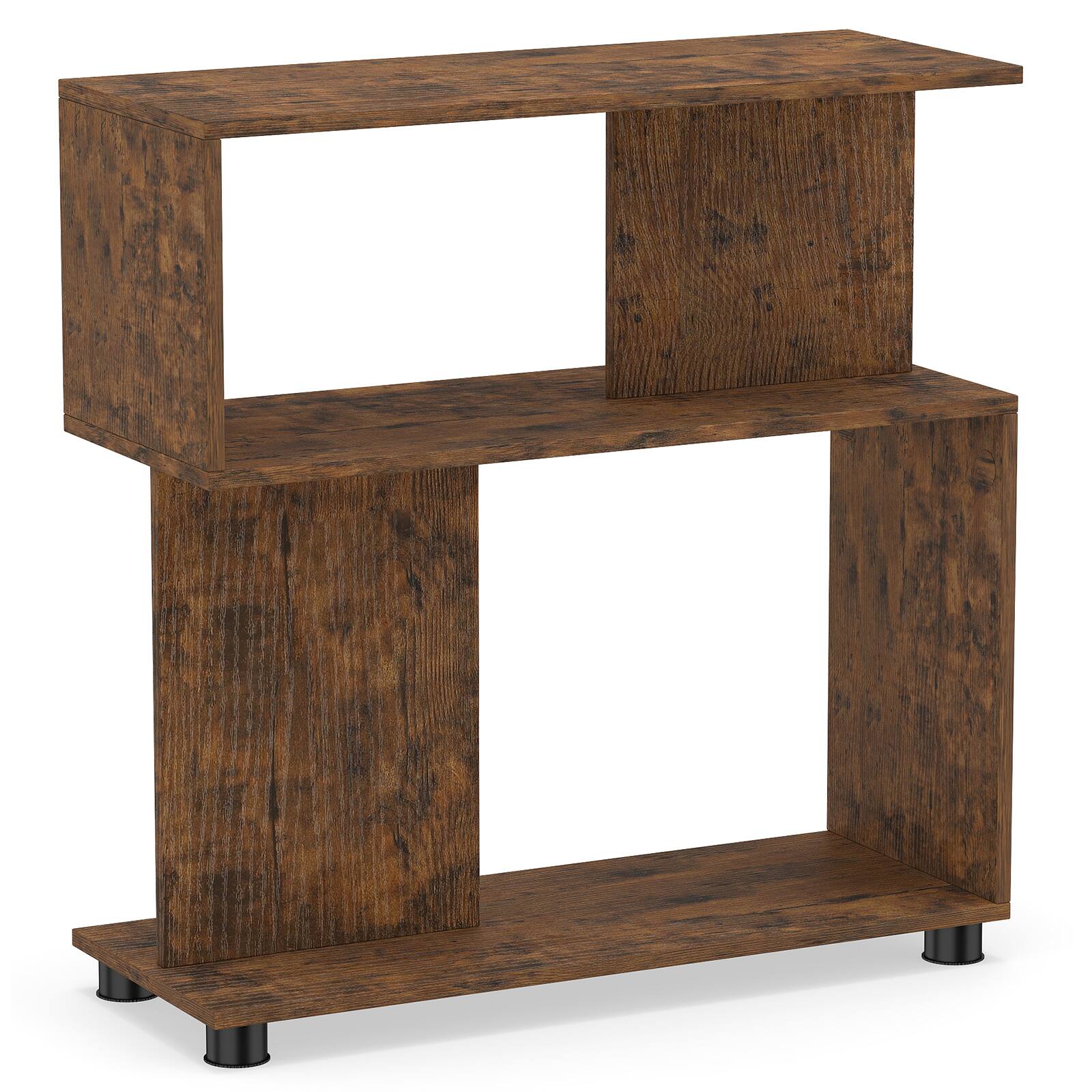 Alt View 9. Costway - Costway 3-Tier Bookcase, Modern S-shaped Bookshelf with Adjustable Feet & Anti-tipping Kits - Rustic Brown.