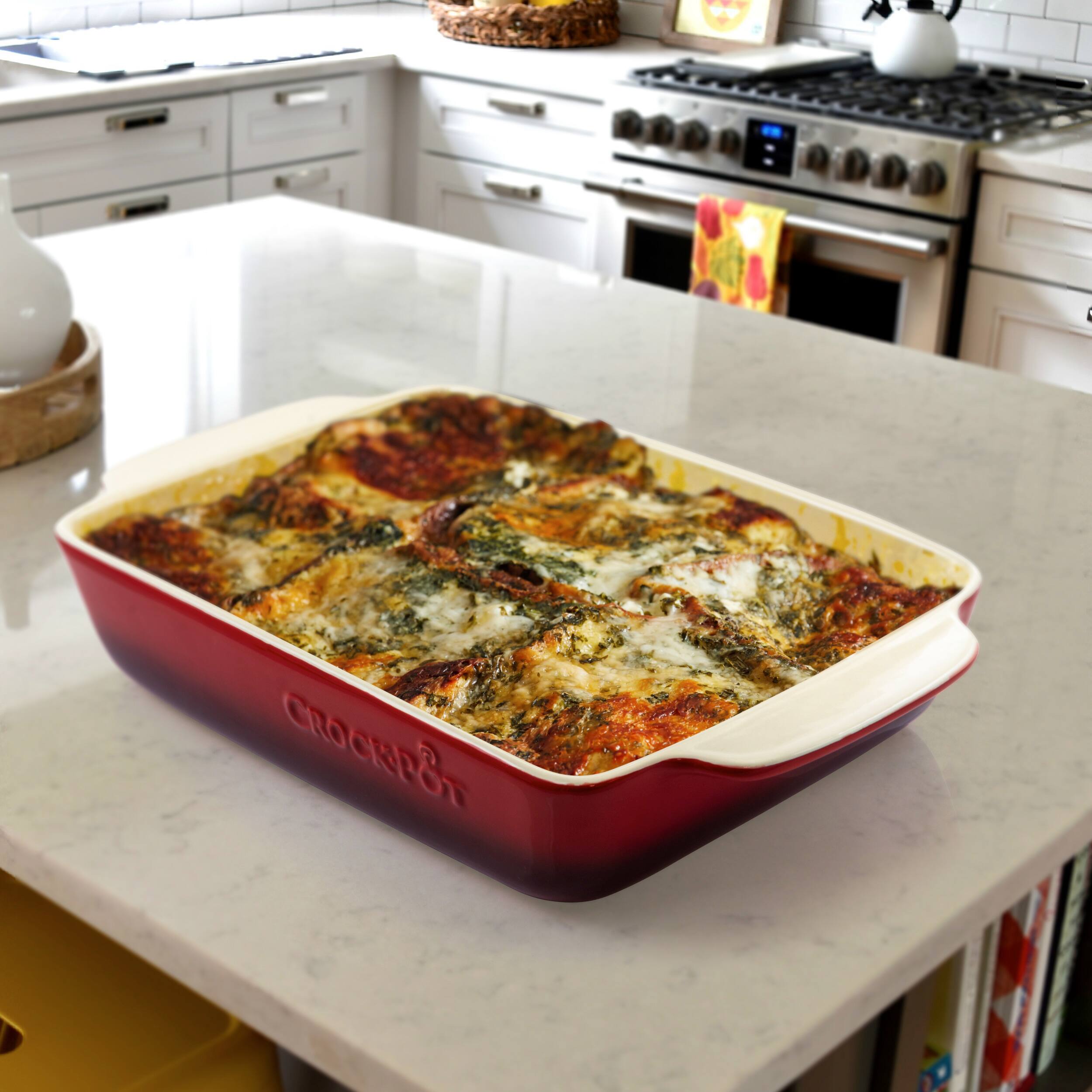 Alt View 5. Crock-Pot - Crock Pot Artisan 5.6 Quart Stoneware Bake Pan in Red - Red.