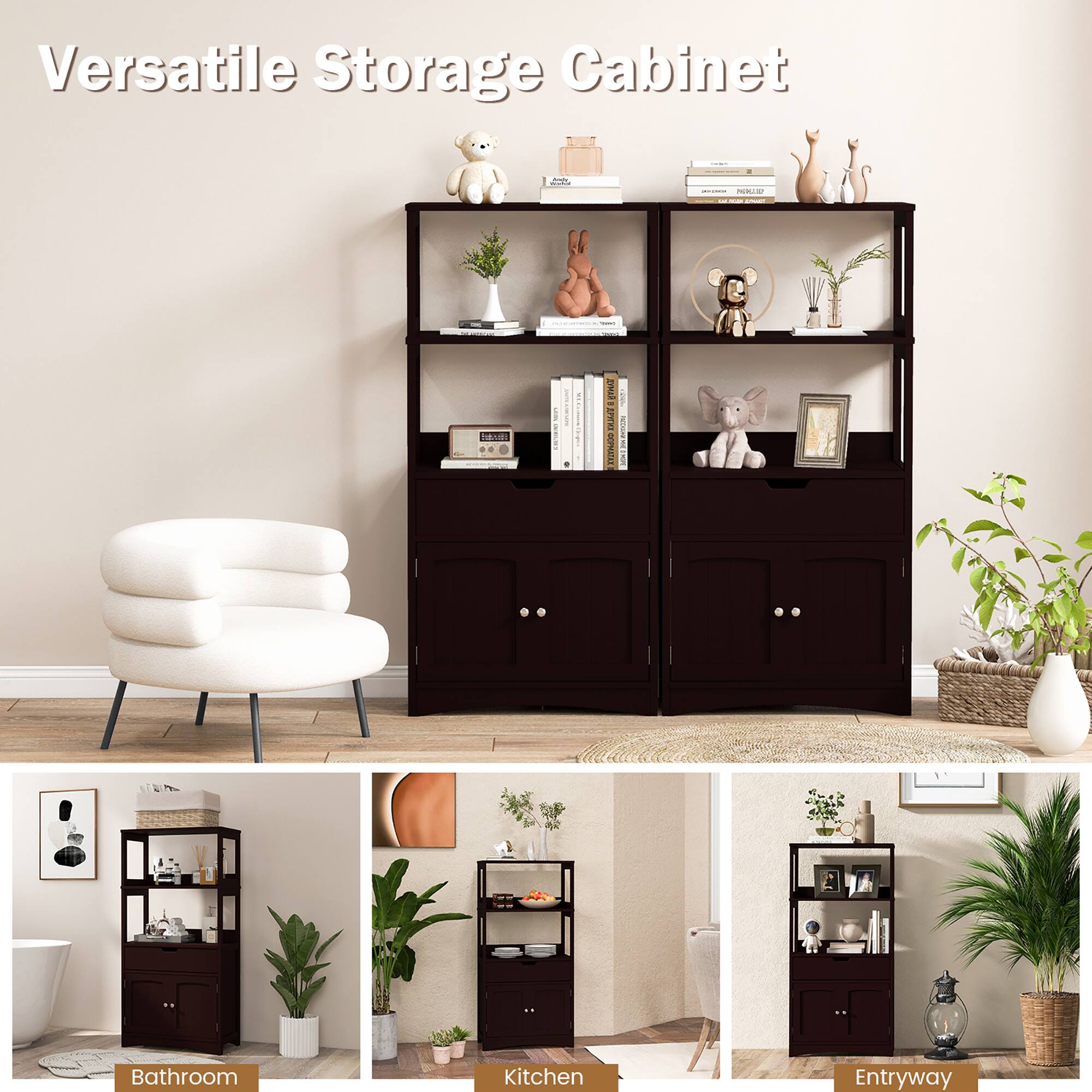 Versatile Storage Cabinet

Bathroom

Kitchen

Entryway