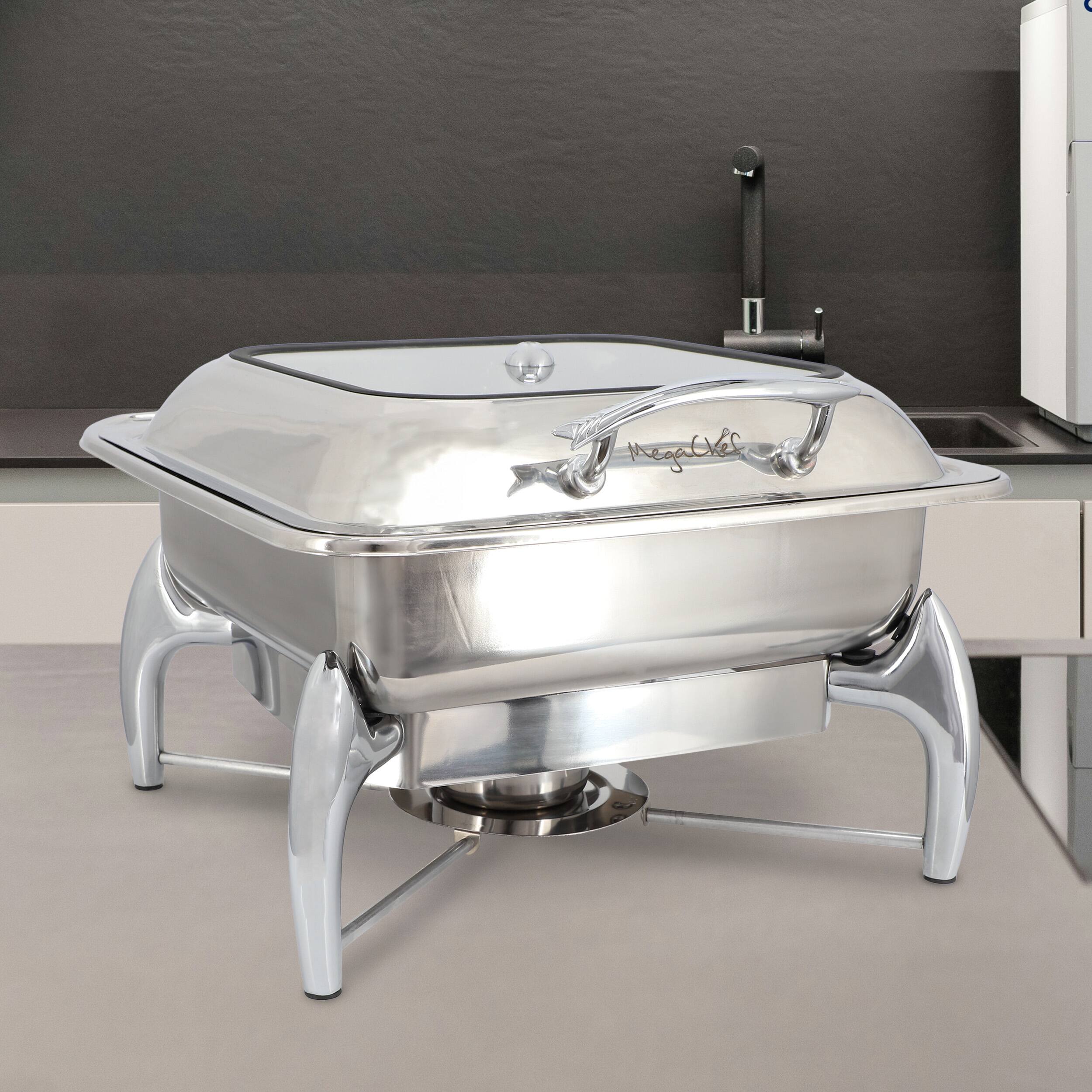 Alt View 6. MegaChef - MegaChef 6.3 Quart Stainless Steel Rectangle Professional Chafing Dish/Food Warmer/Buffet Server Serving Dish - Silver.
