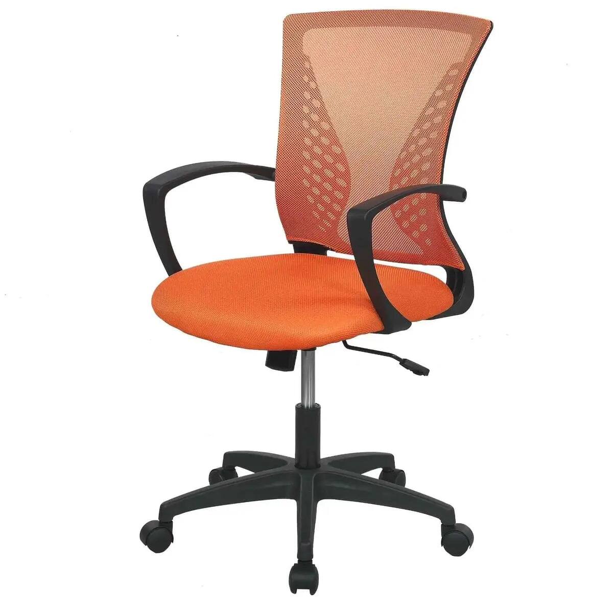Angle. Orange - Ergonomic Office Chair with Lumbar Support and Adjustable Height - Orange.