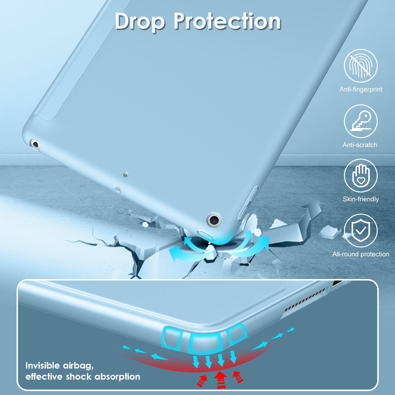 Drop Protection

- Anti-fingerprint
- Anti-scratch
- Skin-friendly
- All-round protection

Invisible airbag, effective shock absorption