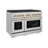 Left. ZLINE - ZLINE Autograph 48" Paramount Double Oven Dual Fuel Range w/ Champagne Bronze Accents (SDRZ-48-CB) - Stainless Steel.