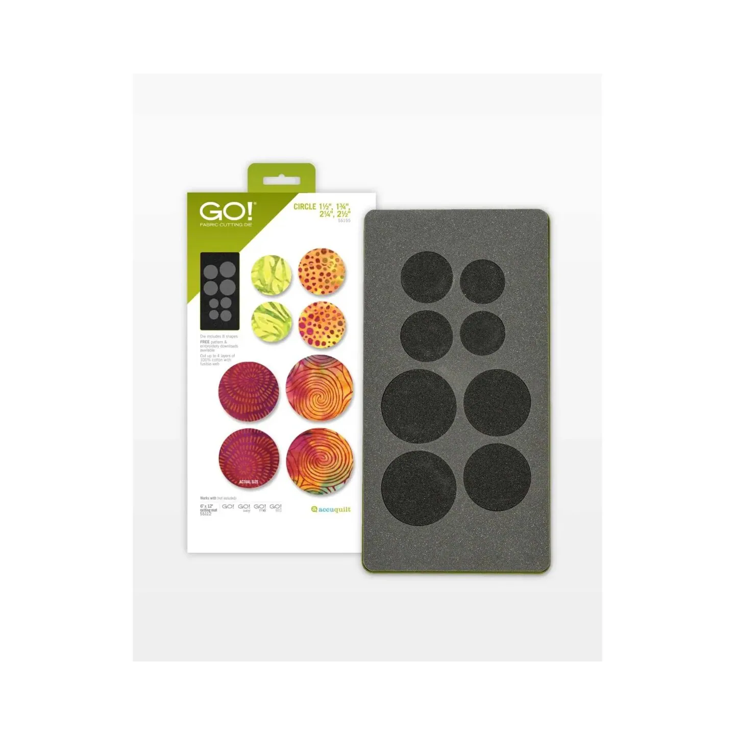AccuQuilt - GO! Circle-1 1/2, 1 3/4", 2 1/4", 2 1/2" Die - Multi