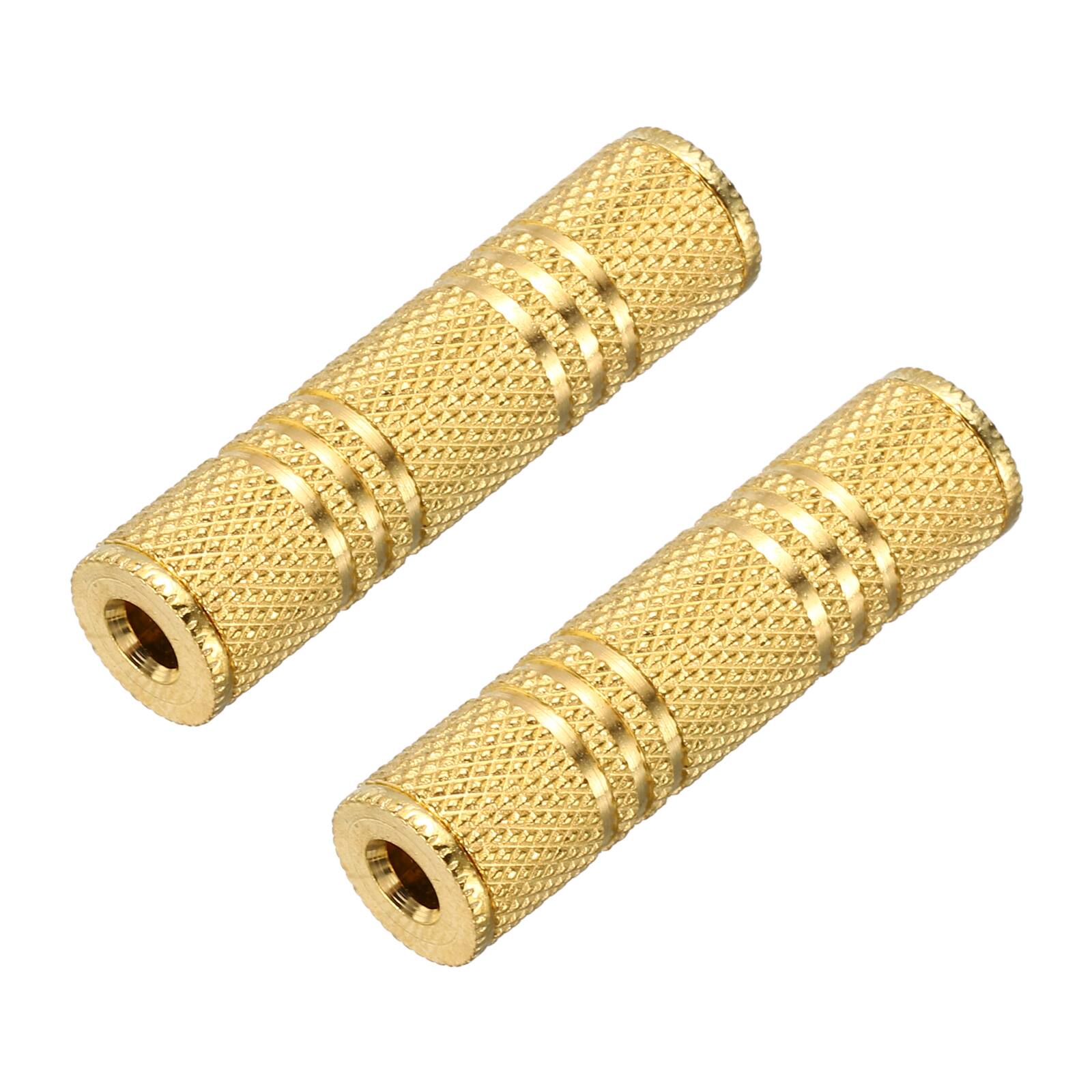 Front. Unique Bargains - 2pcs TRS3.5mm F to F Adapter Stereo Zinc Alloy Gold Plating for Audio Headphone/MP3/MP4/PC/Car Signal Conversion - Gold.