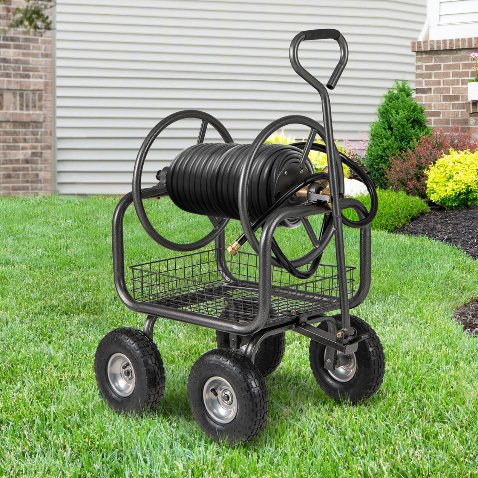 Alt View 1. Costway - Costway Portable Hose Reel Cart with 300 ft of 5/8" Large Capacity Storage Basket for Lawn - Gray.