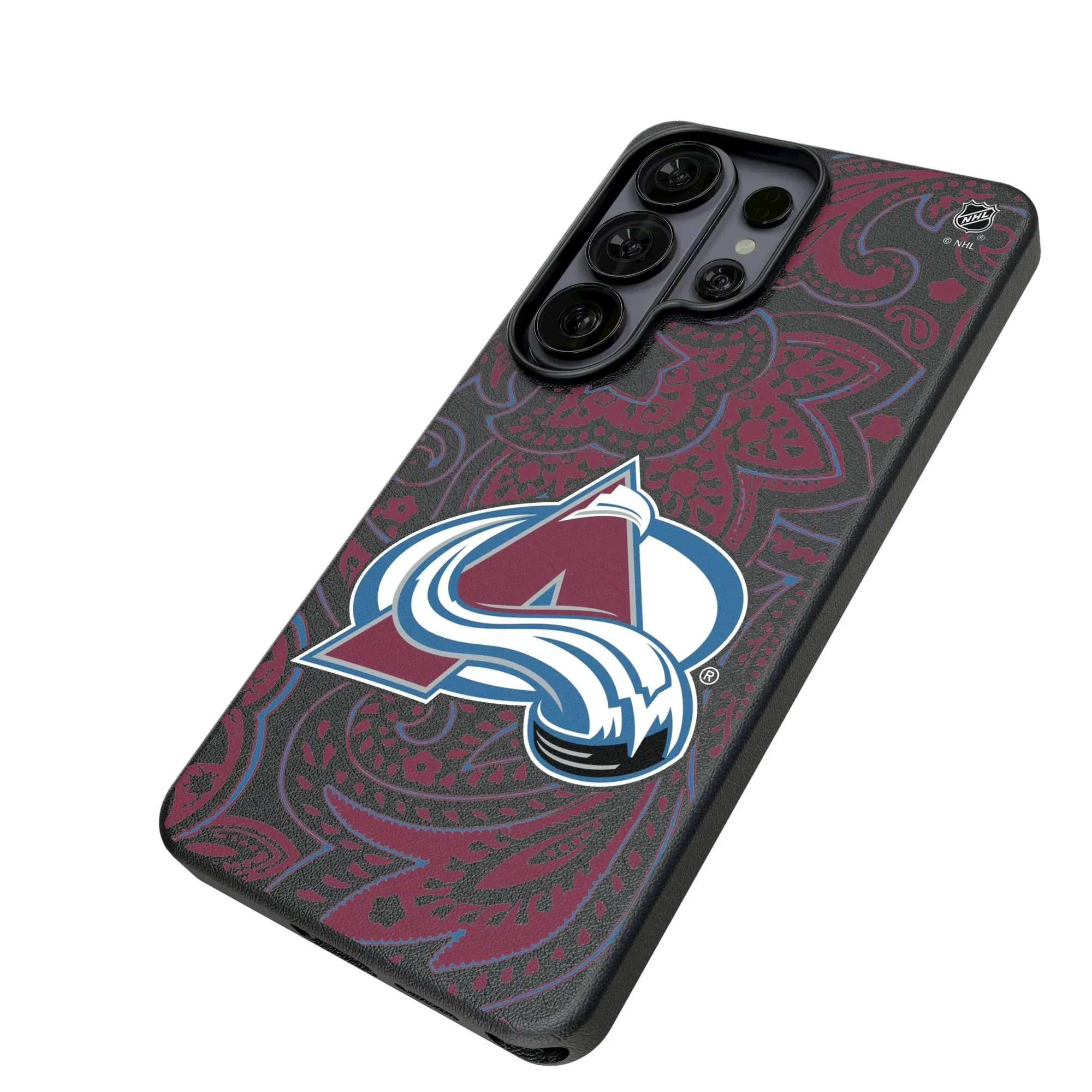 Alt View 1. Keyscaper - Colorado Avalanche Paisley Galaxy Magnetic Bump Case - S25 Ultra - Black.