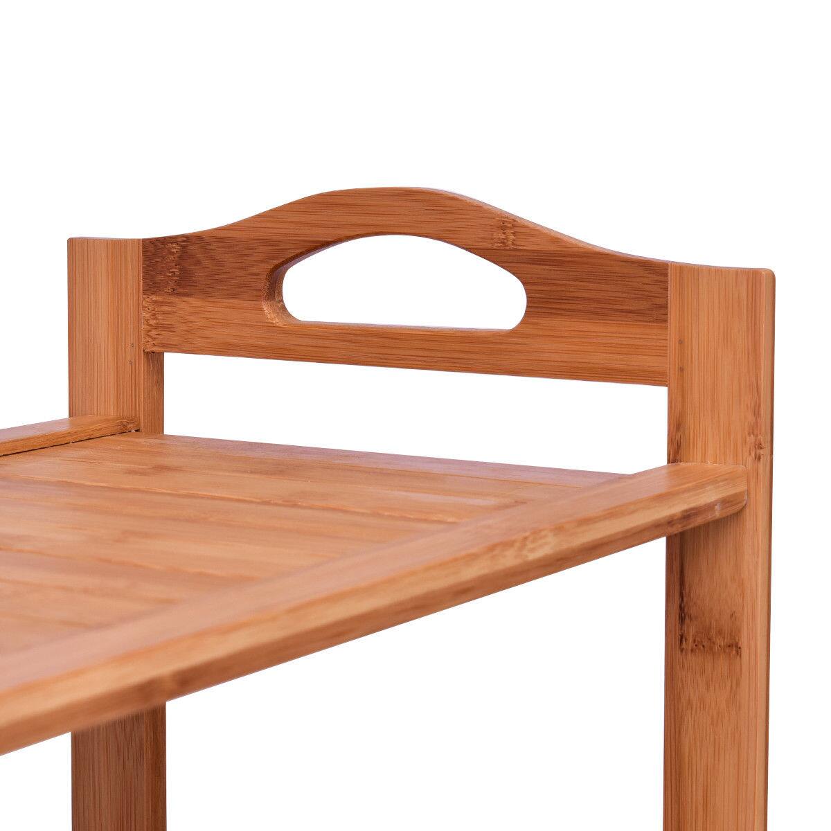 Alt View 8. Gymax - Gymax 4 Tier Multifunction Bamboo Shoe Rack Boot Tower Shelf Storage Organizer Stand - Wood color.