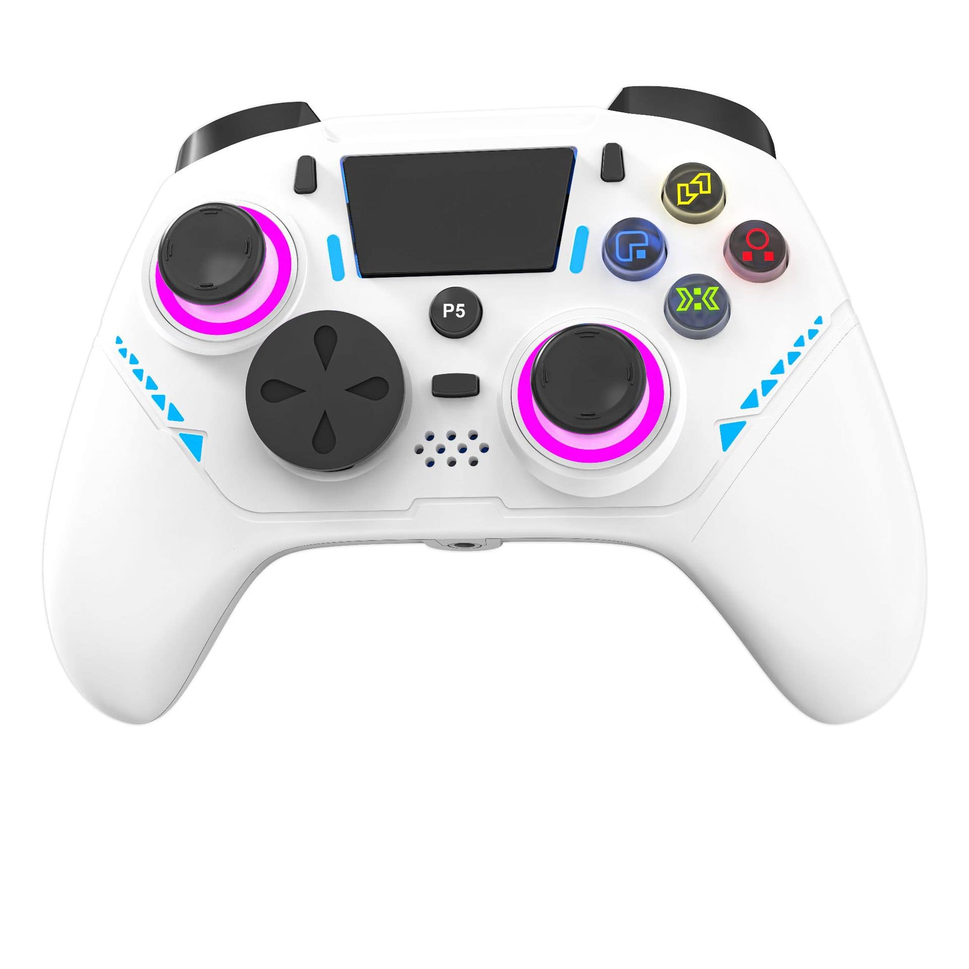 Cluzine - For PS5 Game Controller Plug and Play Dual Hall Joysticks 6-Axis Gyro Dual Vibration Motion Sensing - White