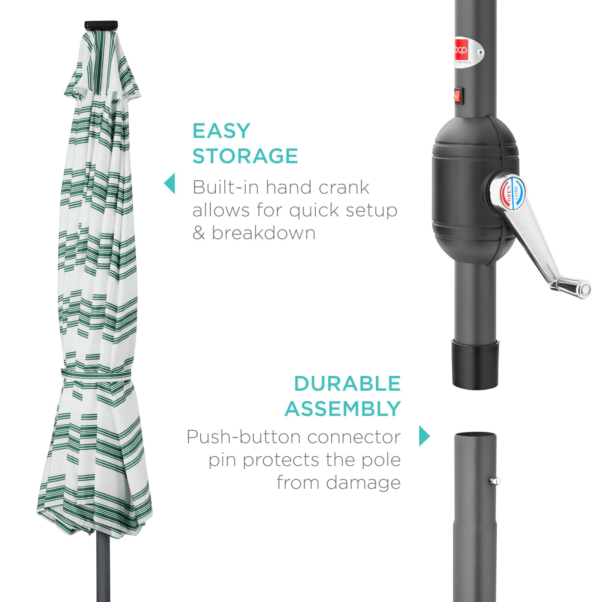 cp | - EASY STORAGE: Built-in hand crank allows for quick setup & breakdown. DURABLE ASSEMBLY: Push-button connector pin protects the pole from damage.