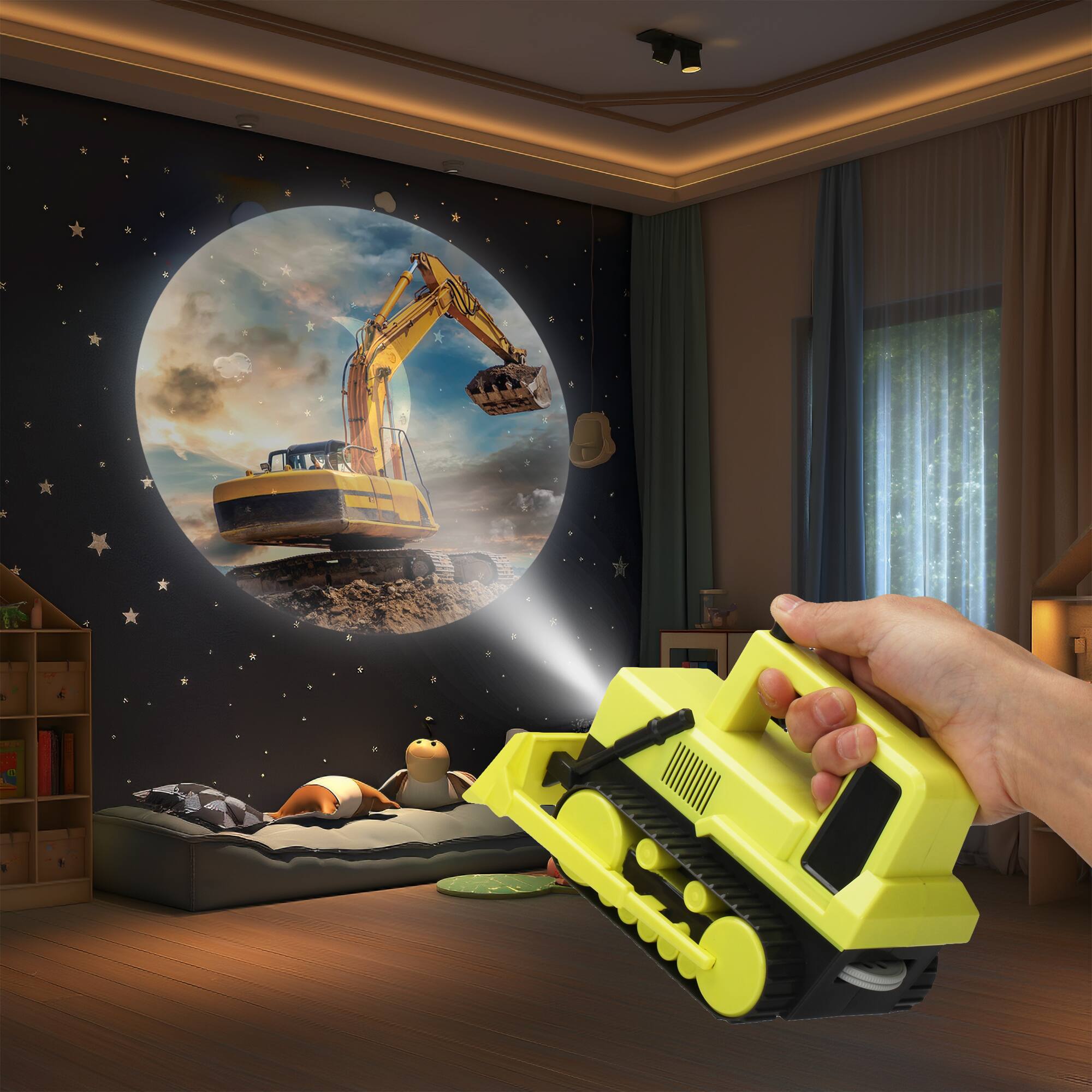 Left. Kid Galaxy - Kid Galaxy: Construction Front End Loader Flashlight & Projector.