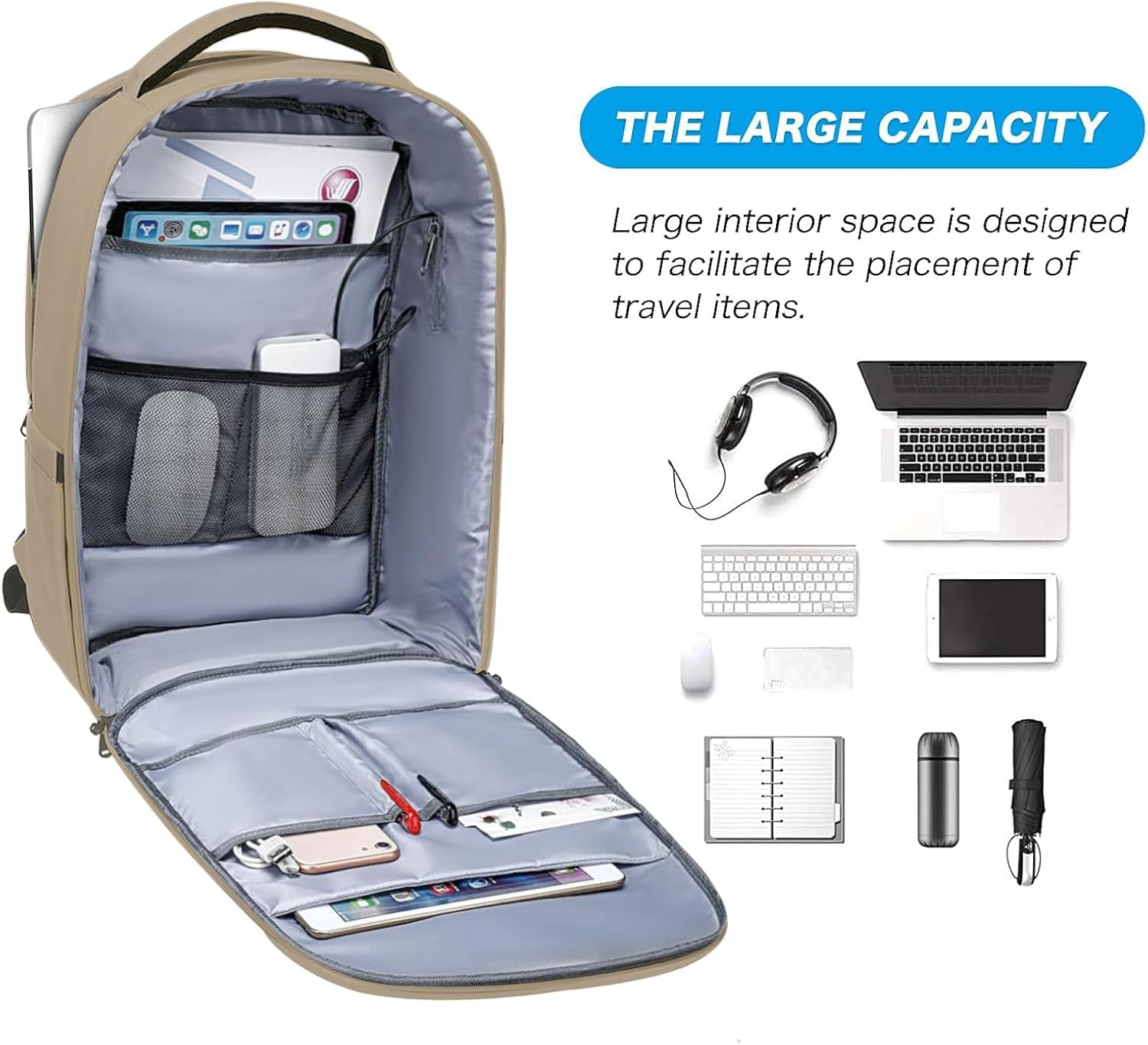 THE LARGE CAPACITY

Large interior space is designed to facilitate the placement of travel items.