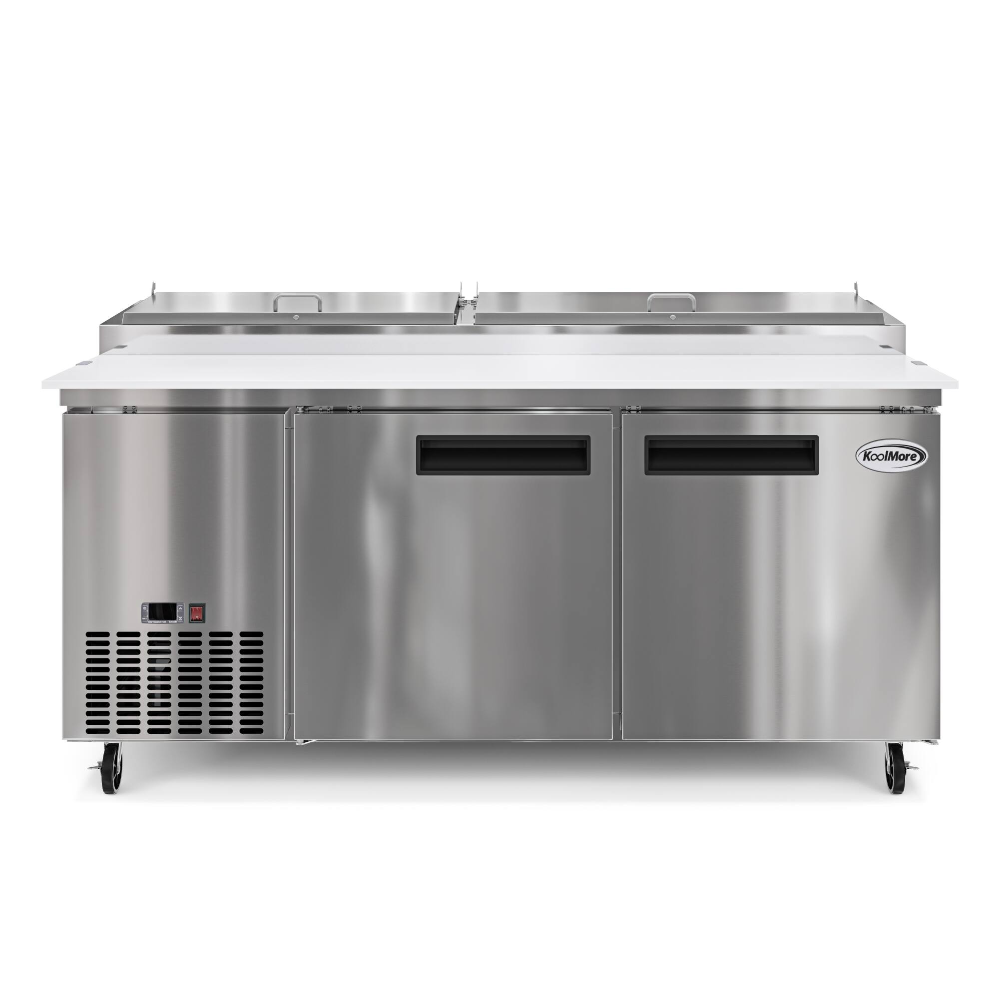 Angle. Koolmore - 71 in. Two Door Commercial Pizza Prep Refrigerator in Stainless-Steel (KM-RPPS-2DSS) - Stainless-Steel.