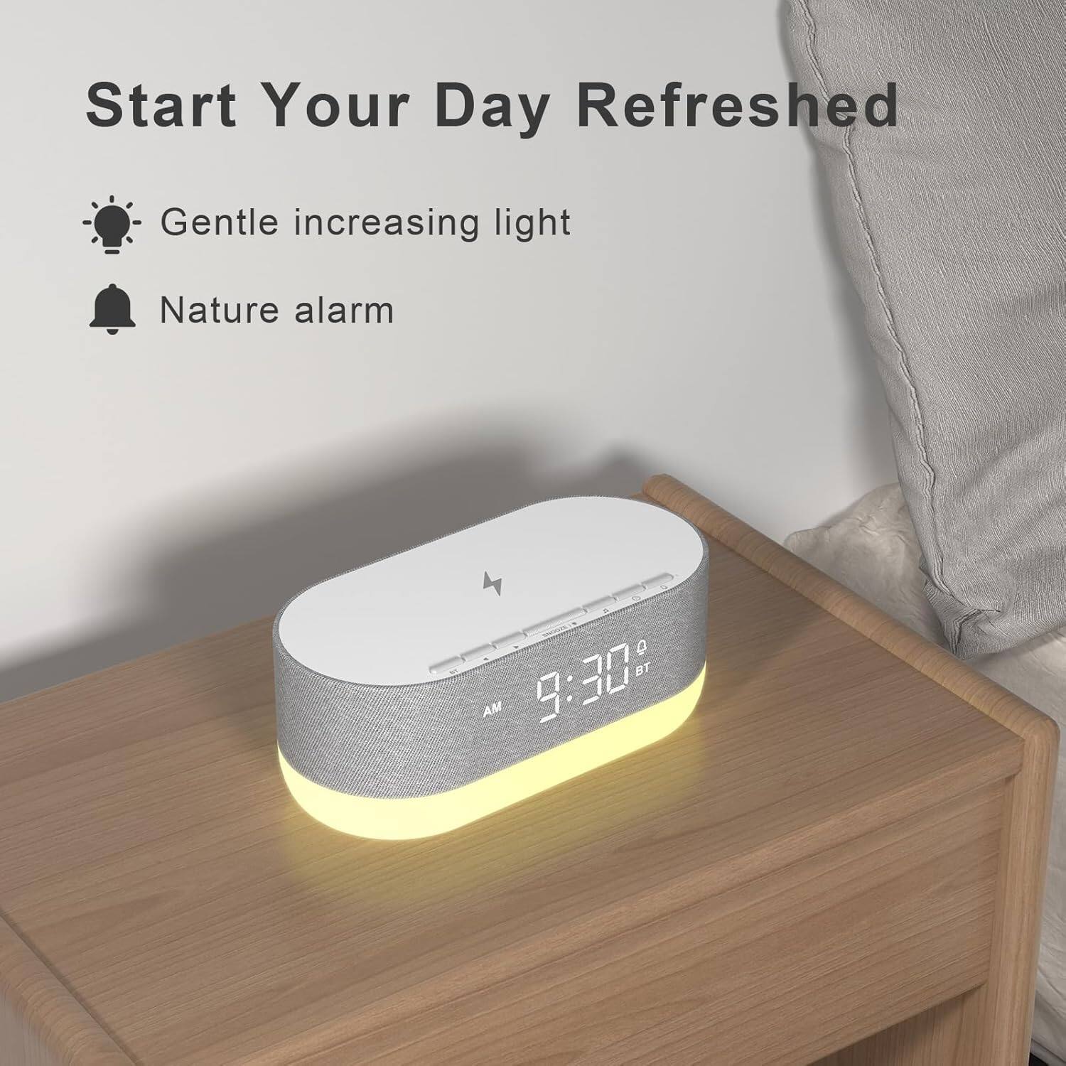 Start Your Day Refreshed

- Gentle increasing light
- Nature alarm

9:30 AM