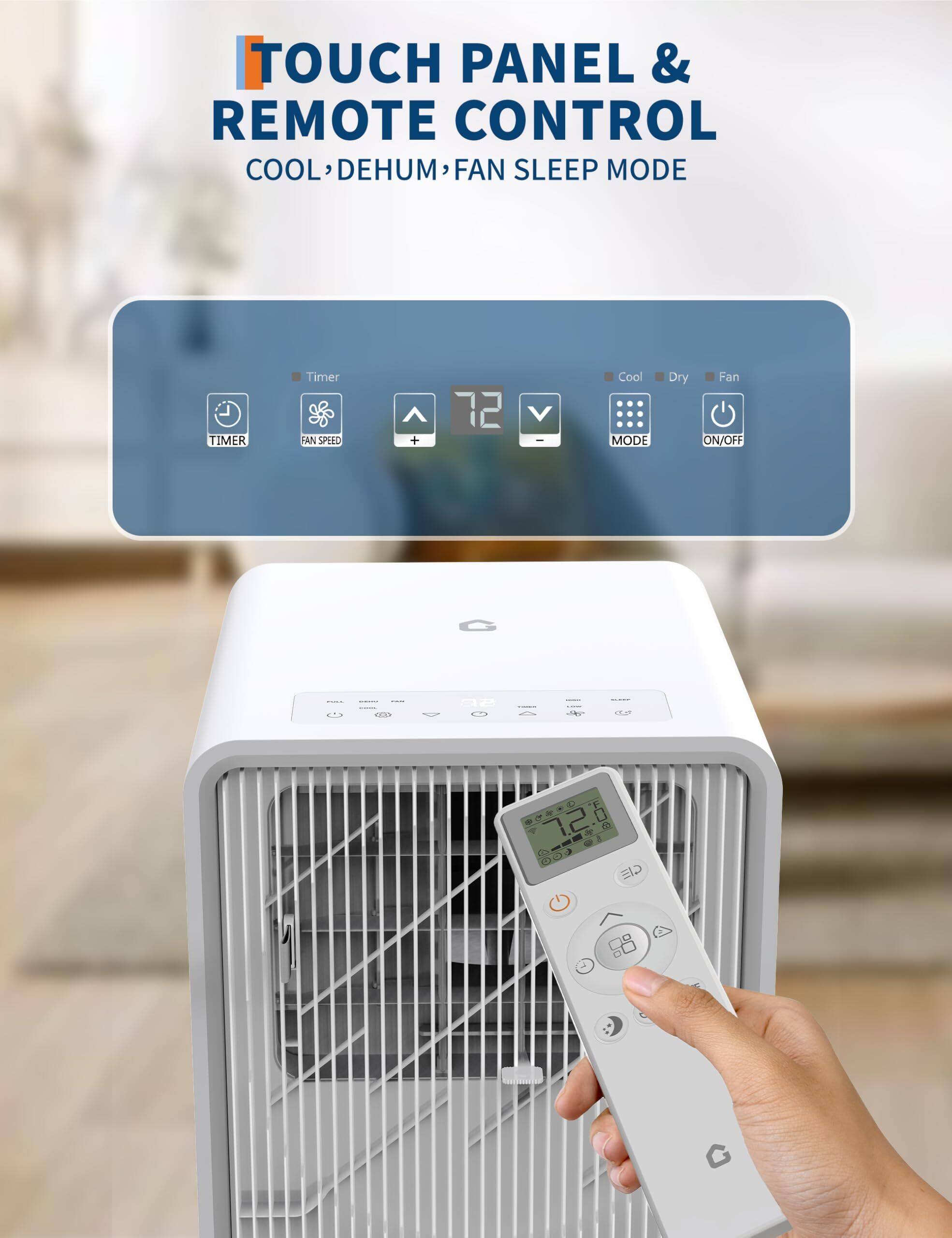 TOUCH PANEL & REMOTE CONTROL  
COOL, DEHUM, FAN SLEEP MODE  

Timer  
Fan Speed  
+  
Cool  
Dry  
Fan  
Mode  
ON/OFF  

1.2  
°F