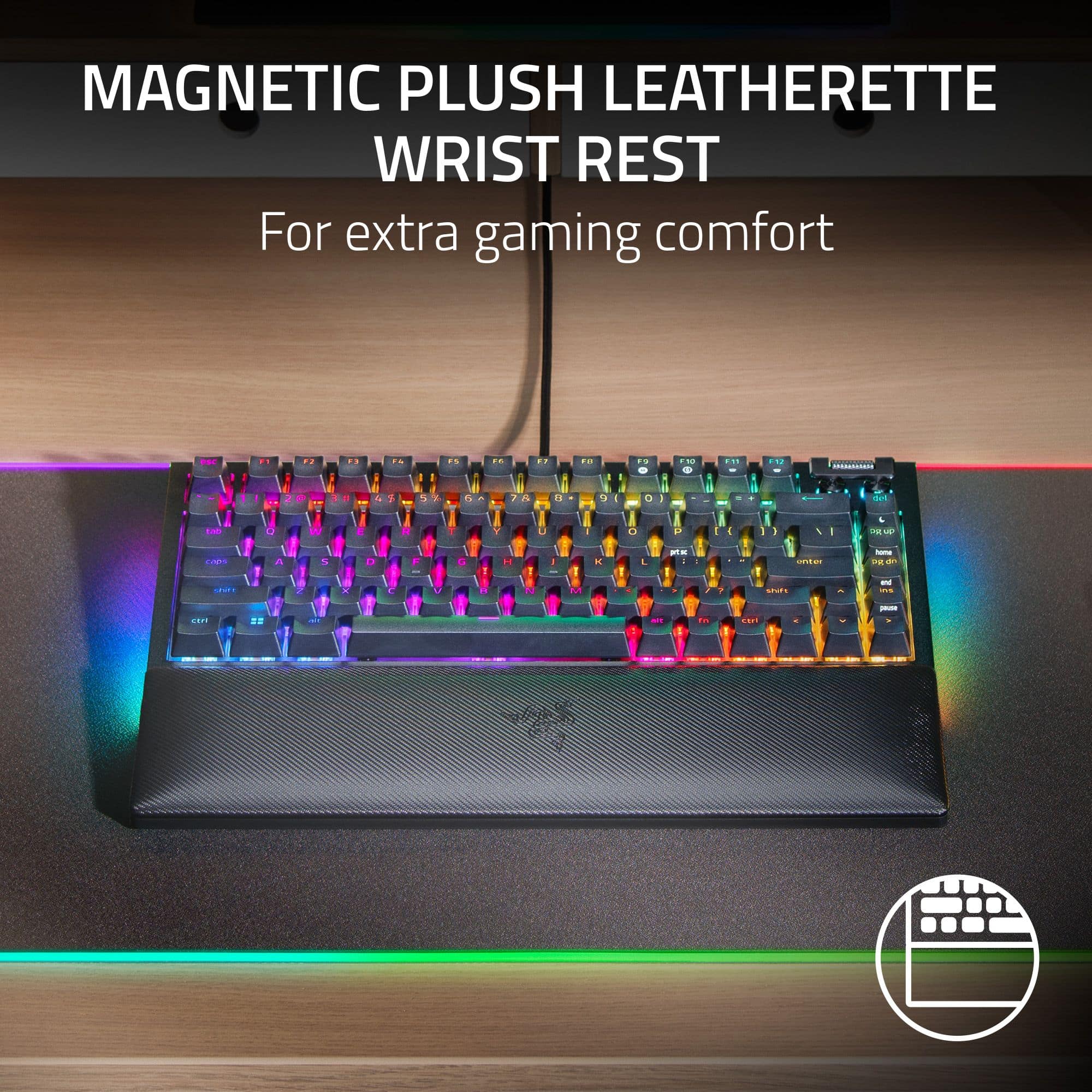 Magnetic Plus Leatherette Wrist Rest For extra gaming comfort.