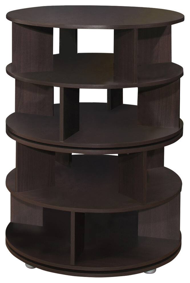 Angle. Kings Brand Furniture - Kings Brand Furniture 4-Tier Rotating Lazy Susan Shoe Rack, 360° Revolving Shoe Storage Organizer - Dark Brown.
