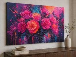 FC Design Large Canvas 24x36" Ready to Hang 24x36" Neon Rose Bouquet ...
