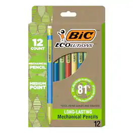 BIC - Ecolutions Mechanical Pencils, 0.7mm, #2 Medium Lead, Dozen (MPE12-BLK)