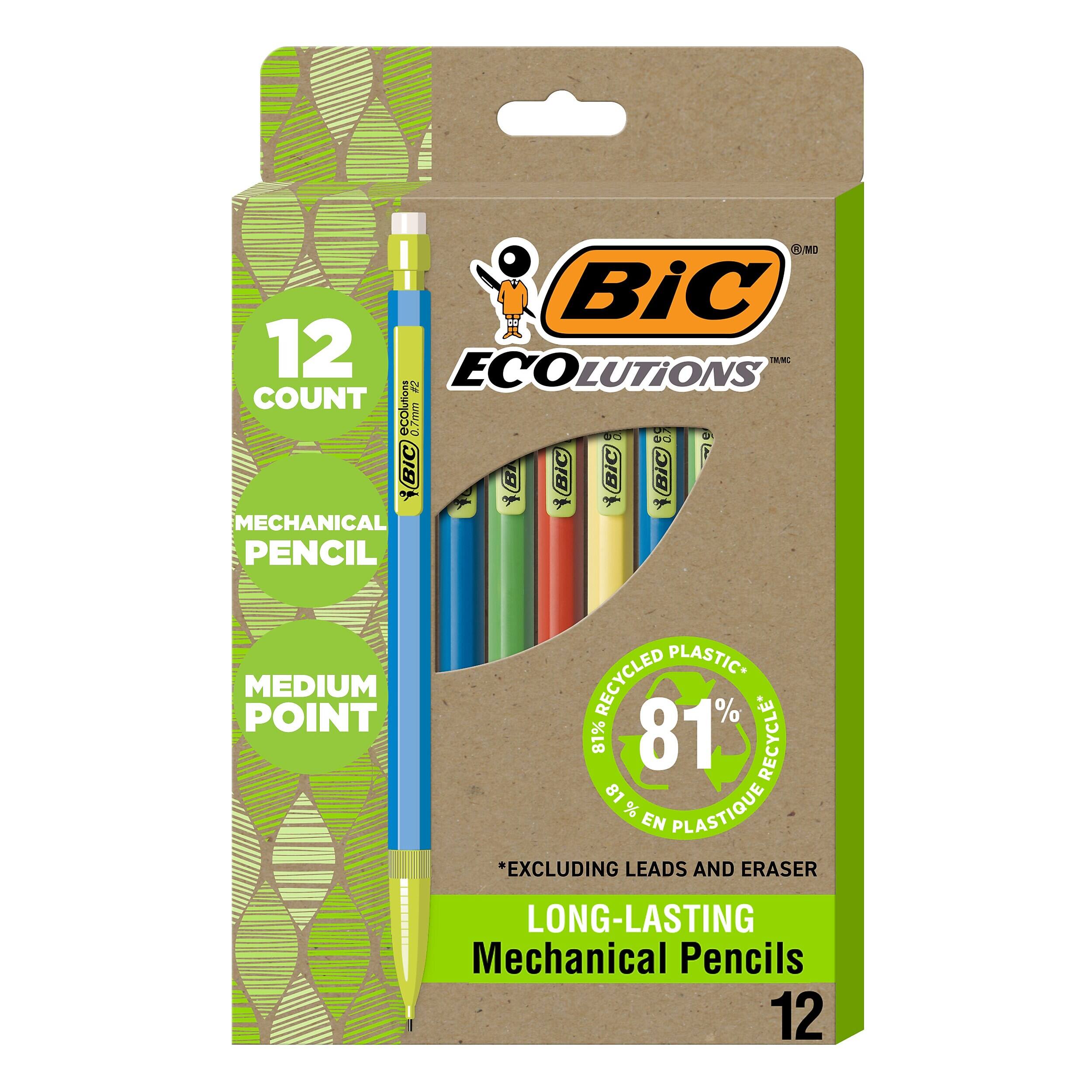 MO BiC 12 ECOLUTIONS TMMC ons #2 COUNT ecolutions 0.7mm  JO BIC BIC BIC BIC) (BiC) MECHANICAL PENCIL RECYCLED PLASTIC MEDIUM POINT 81% 81% RECYCL 81 % EN PLASTIQUE *EXCLUDING LEADS AND ERASER LONG-LASTING Mechanical Pencils 12