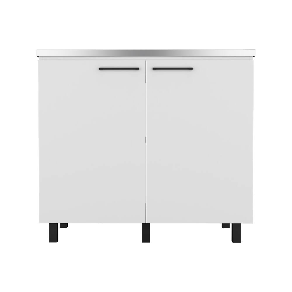 Front. Treevol Furniture - Utility Sink Burwwod, Utility Sink, Double door,  two shelf - White.