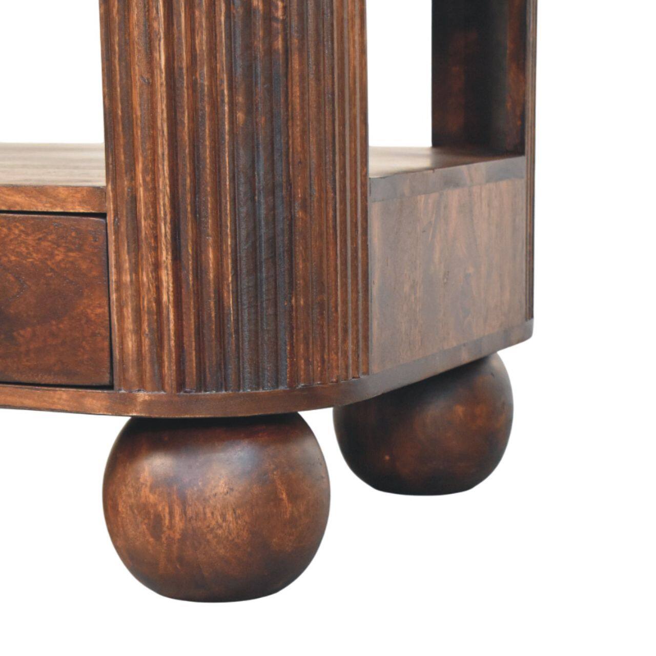 Alt View 4. Artisan Furniture - Artisan Furniture Solid Wood Sphere Leg Coffee Table, 2 Drawers, Brown - Brown.