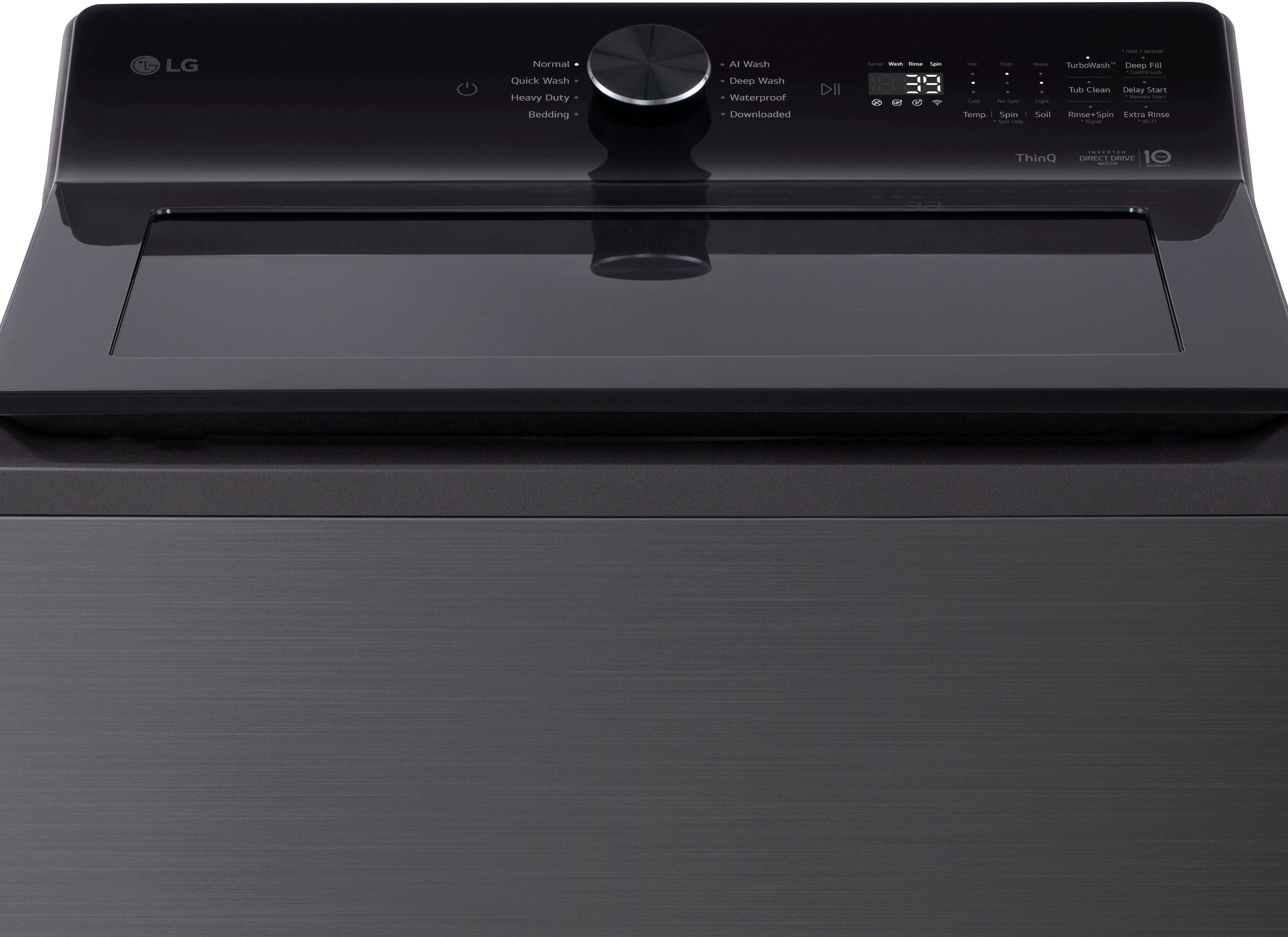 The text on the image reads: "LG Normal Quick Wash Heavy Duty Bedding AI Wash Deep Wash Waterproof Downloaded DII I - - - - - i - - Semp Spin - - - de - - TurbooWNash Deep FH | ... Jb Clean Delay Start - - - Sell Rinse Spin Extra sne - - ThinG -- EL DENVE."