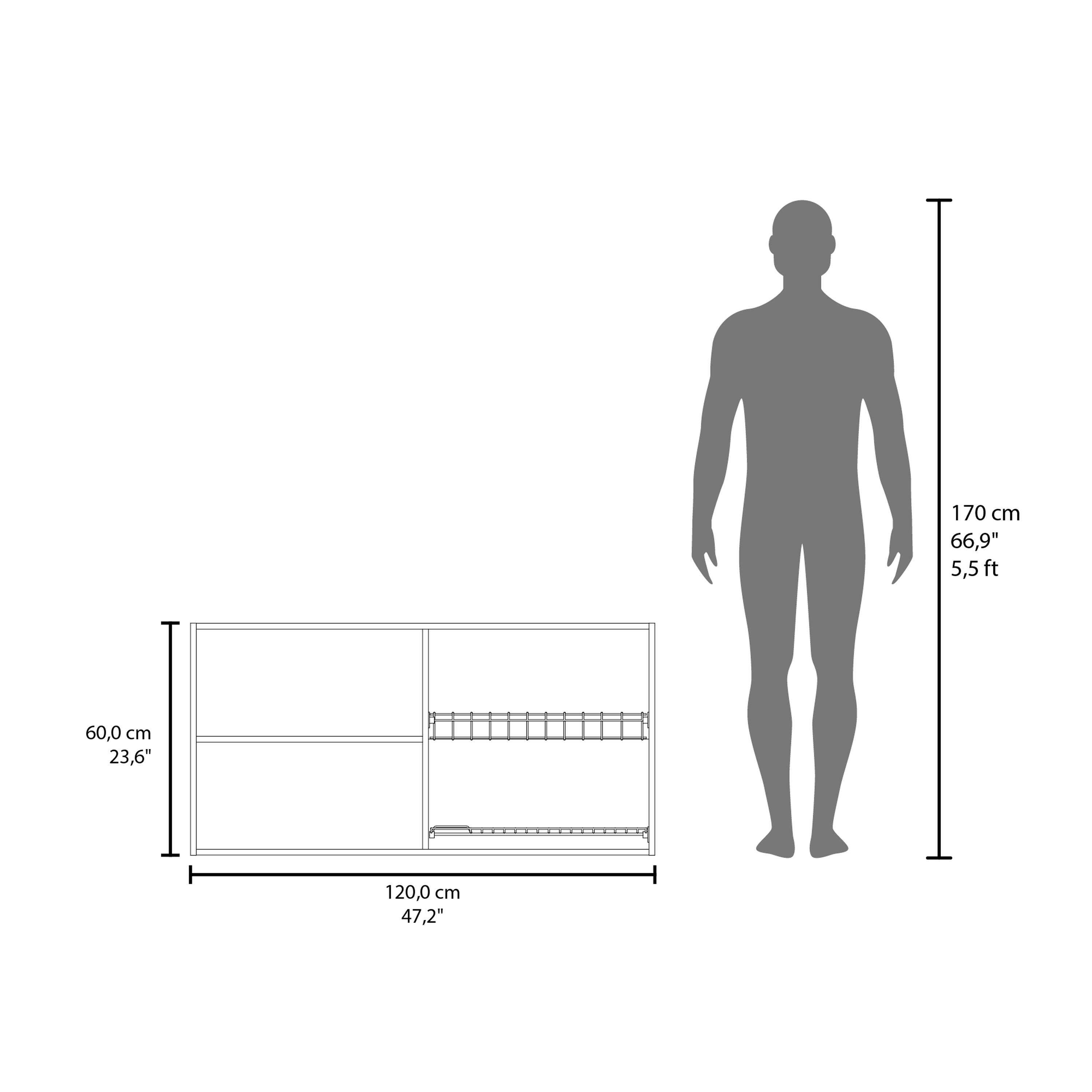 170 cm 66,9" 5,5ft  
60,0 cm 23,6"  
120,0 cm 47,2"
