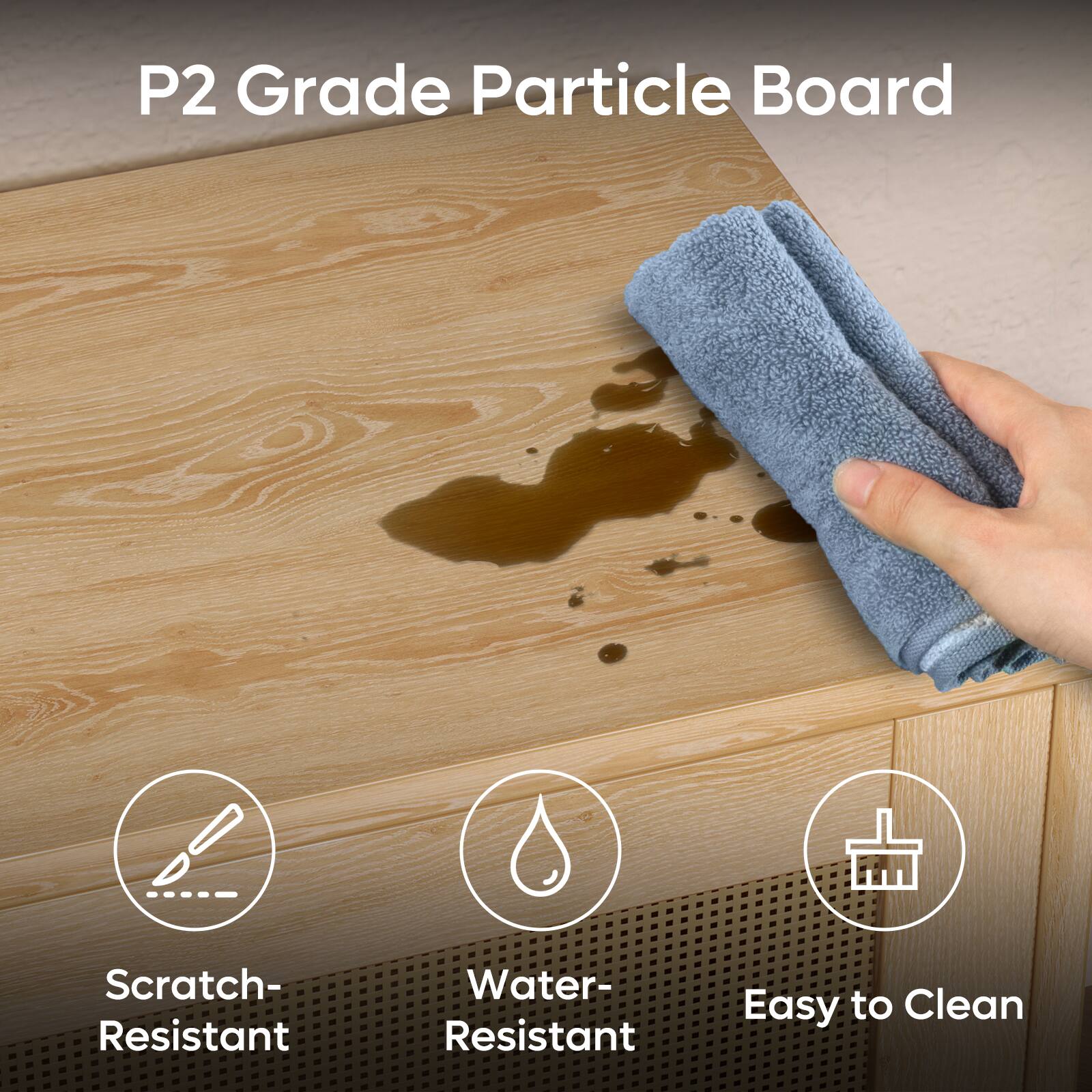 P2 Grade Particle Board: Scratch-Resistant, Water-Resistant, Easy to Clean