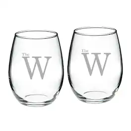 Jardine - Mississippi University for Women Owls Team Design Two-Piece 21oz. Stemless Wine Glass Set - Multicolor