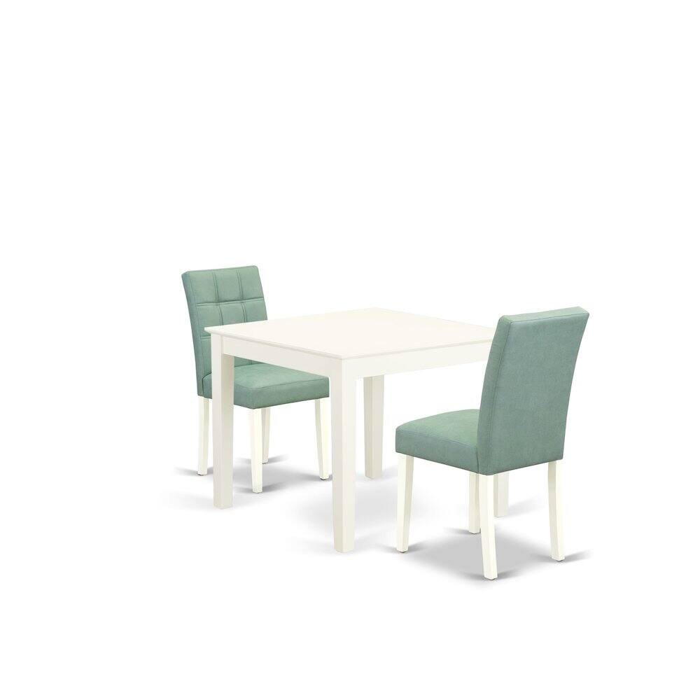 Alt View 2. East West Furniture - 3 Piece Mid Century Modern Dining Set contain A Dinning Table - White.