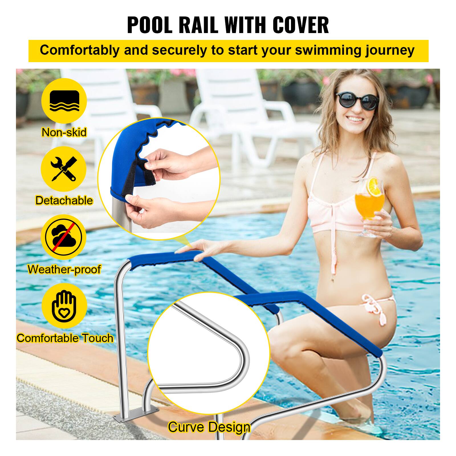 POOL RAIL WITH COVER

Comfortably and securely to start your swimming journey

- Non-skid
- Detachable
- Weather-proof
- Comfortable Touch
- Curve Design