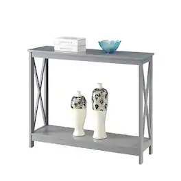 SlickBlue - Wooden Console Sofa Table with Storage Shelf Below - Gray