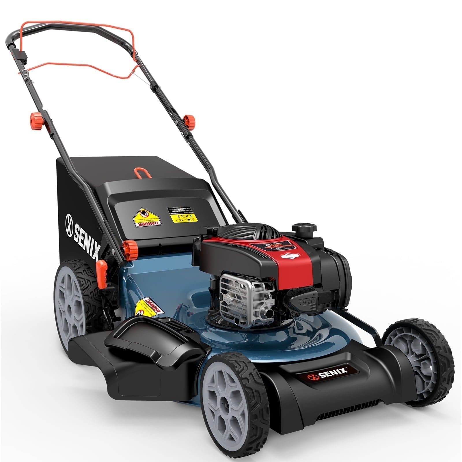 SENIX - 22" 150cc 4-Cycle Briggs and Stratton Gas Self-Propelled Lawn Mower with 3-in-1 Bagging, Mulching, Side Discharge - Blue