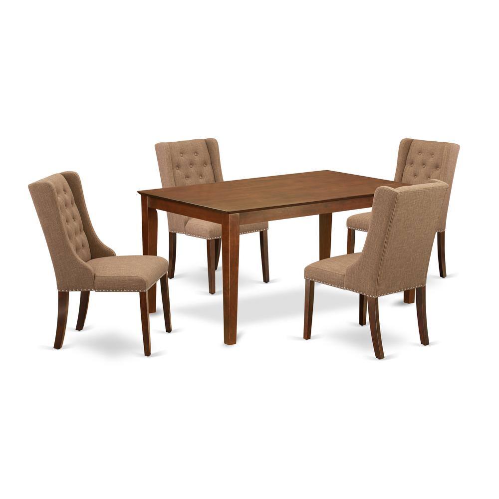 Left. East West Furniture - East West Furniture CAFO5-MAH-47 5-Pc Dinette Room Set Includes 1 Rectangular Dining Table and 4 Light Sable Linen - Mahogany.